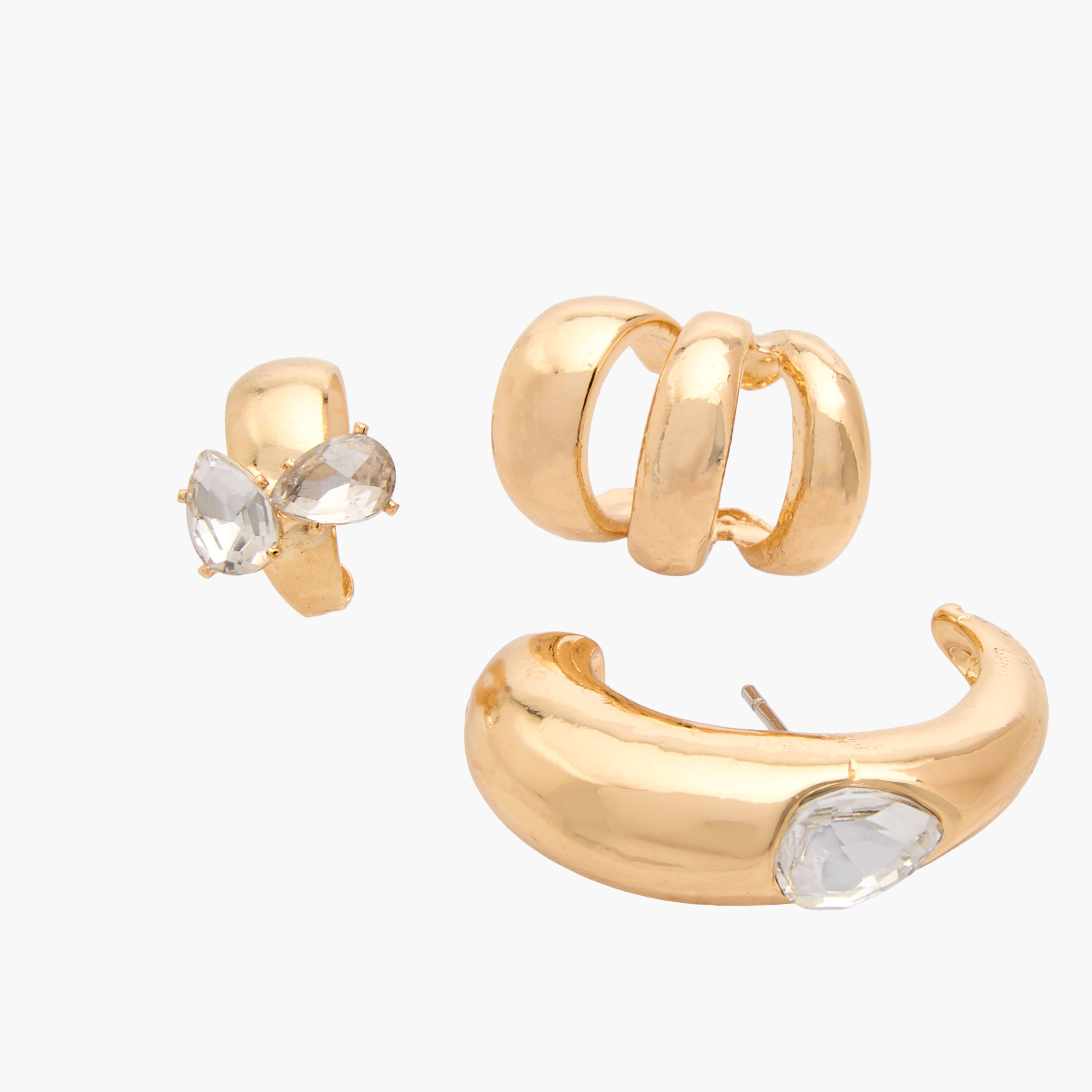 Pack of 3 Metallic Earrings with Pushback Closure-women-watchesandjewellery-jewellery-earrings-image-4