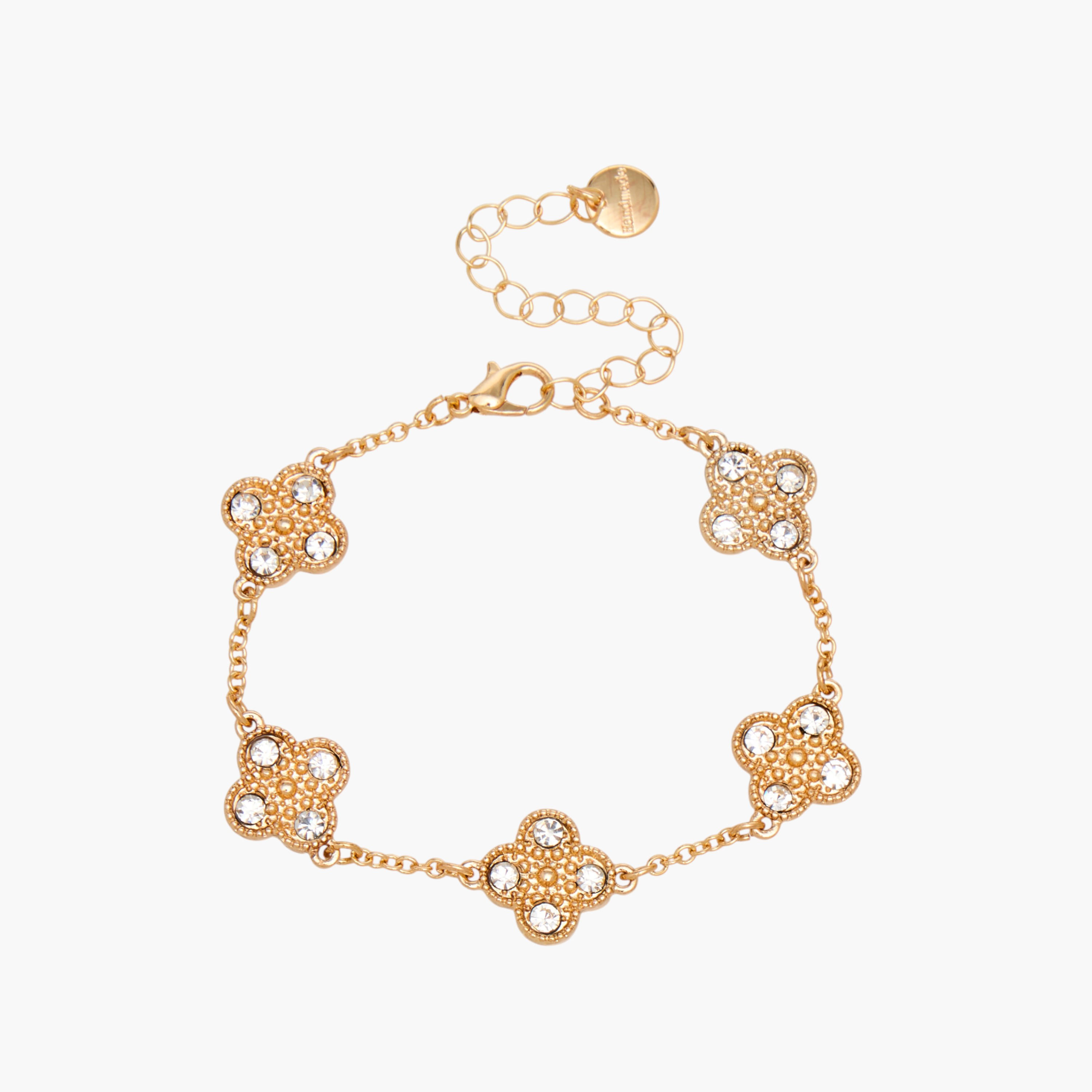 Gold Tone Clover Charm Bracelet-women-watchesandjewellery-jewellery-banglesandbracelets-image-4