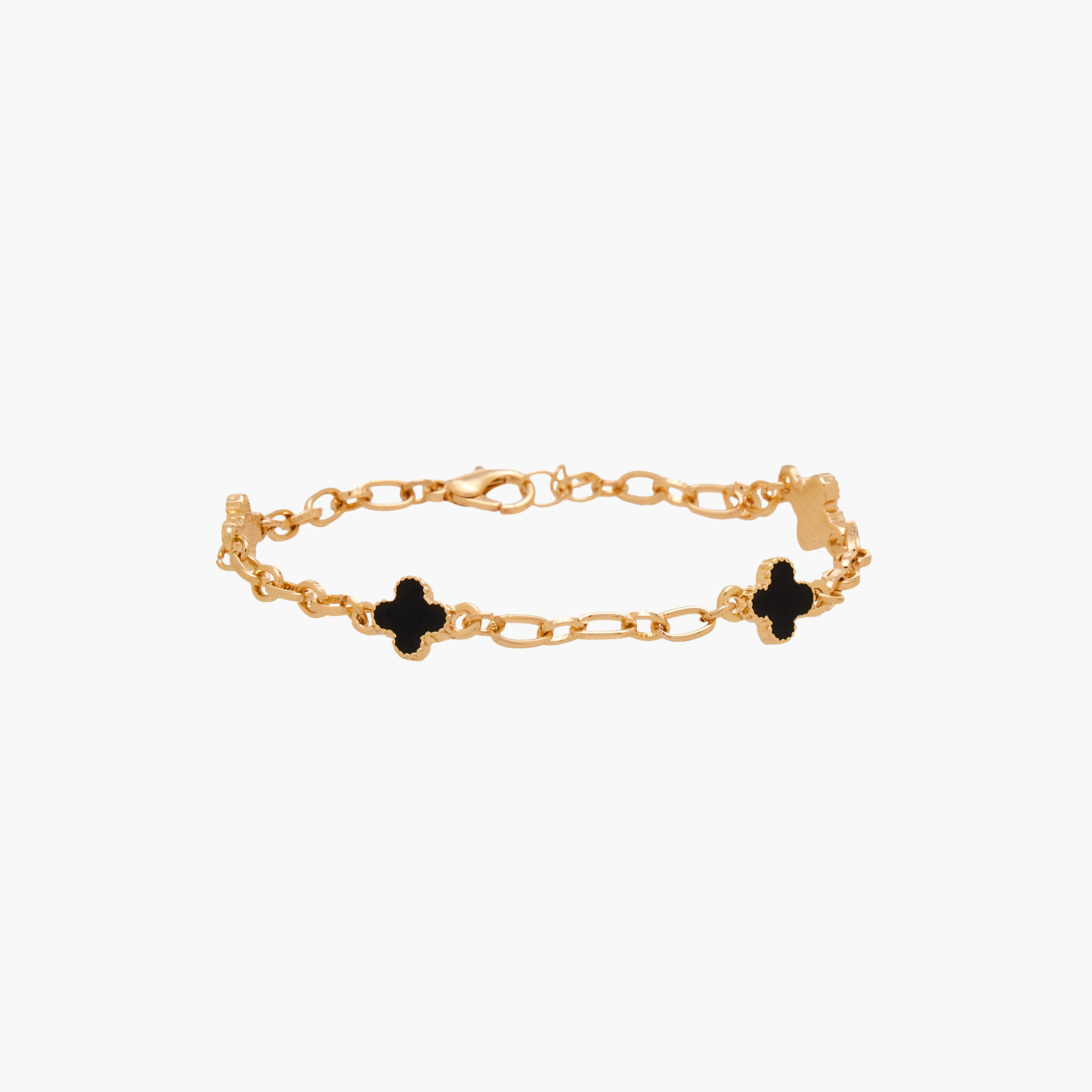 Pack of 2 Gold Tone Clover Charm Bracelet-women-watchesandjewellery-jewellery-banglesandbracelets-image-2
