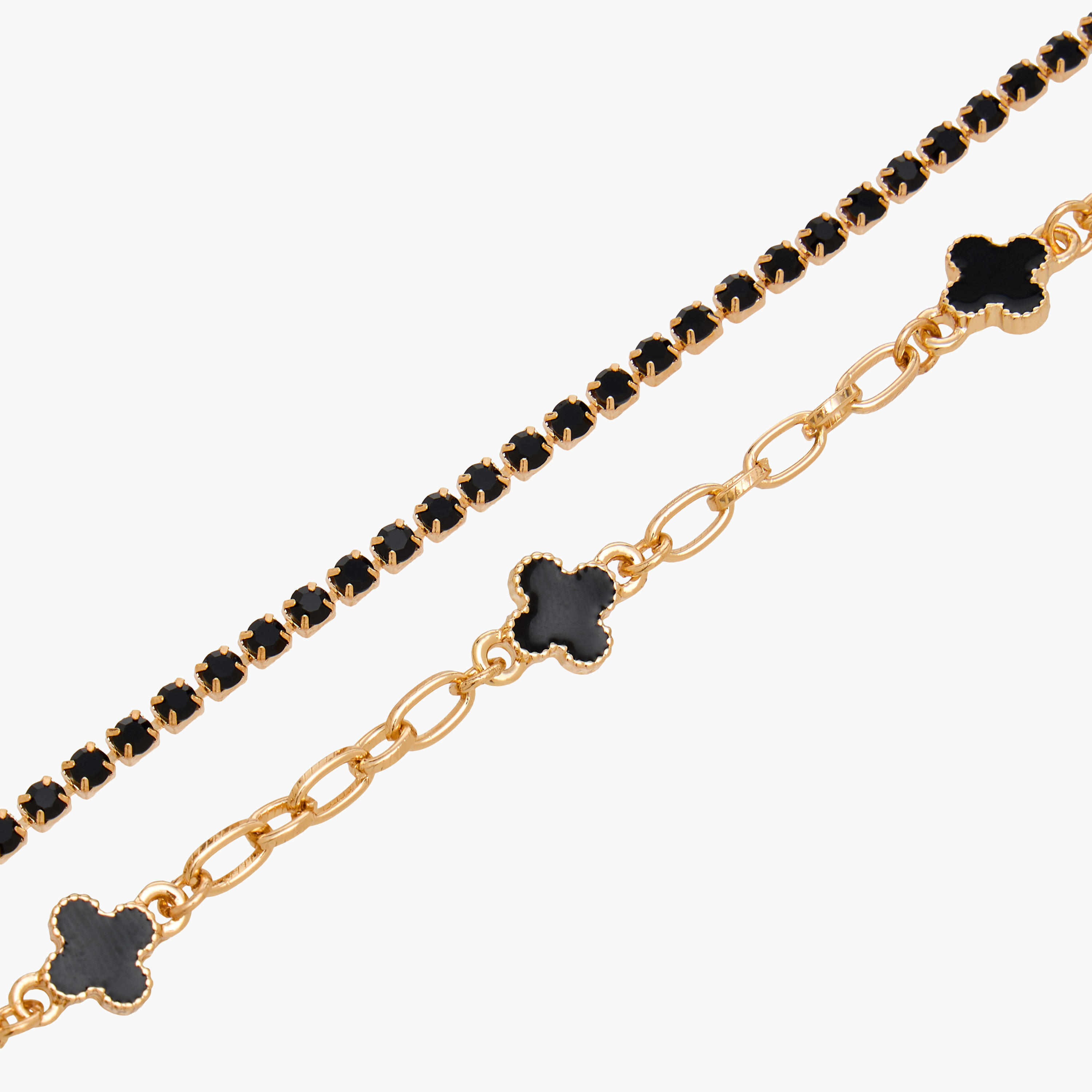 Pack of 2 Gold Tone Clover Charm Bracelet-women-watchesandjewellery-jewellery-banglesandbracelets-image-7