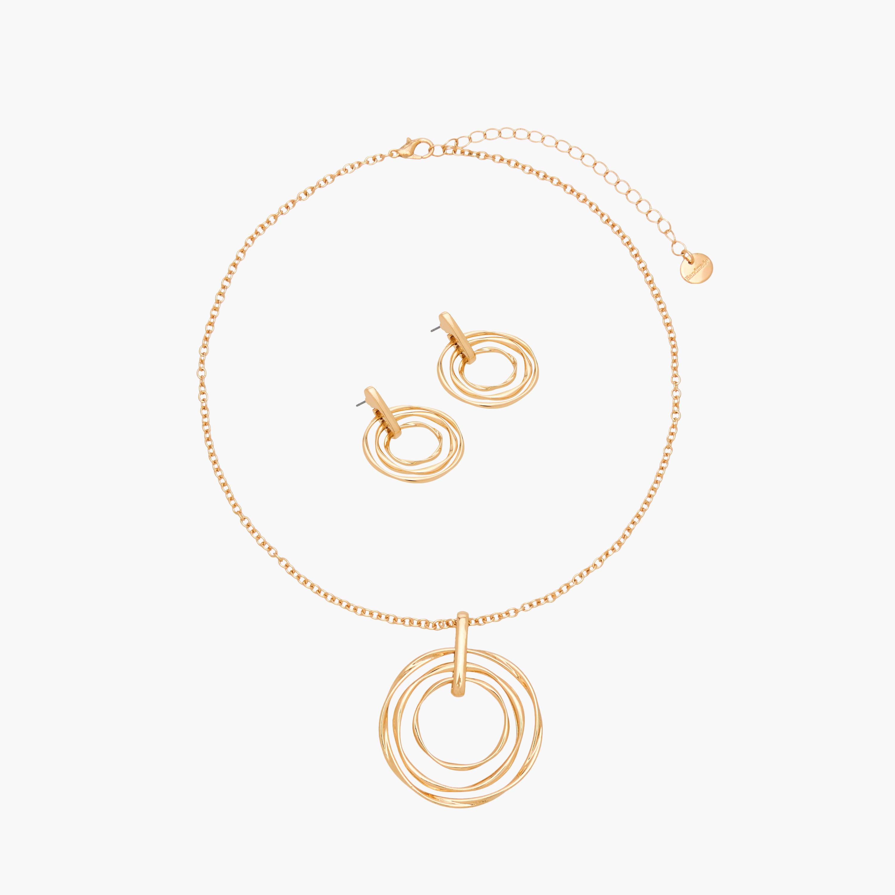 Set of 2 - Concentric Ring Necklace and Earrings-women-watchesandjewellery-jewellery-jewellerysets-image-1