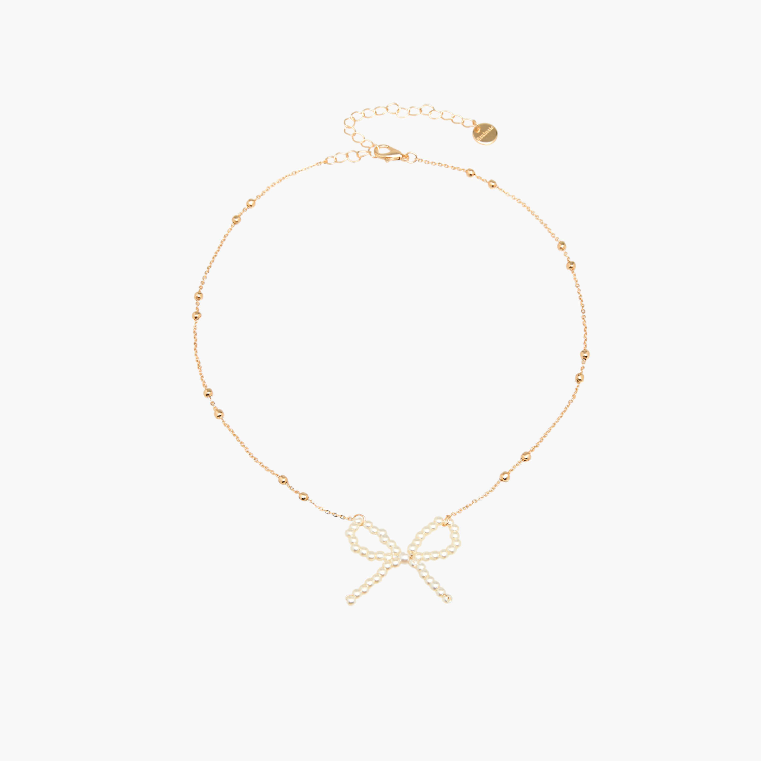 Metallic Bow Pearl Pendant Necklace-women-watchesandjewellery-jewellery-necklacesandpendants-image-1
