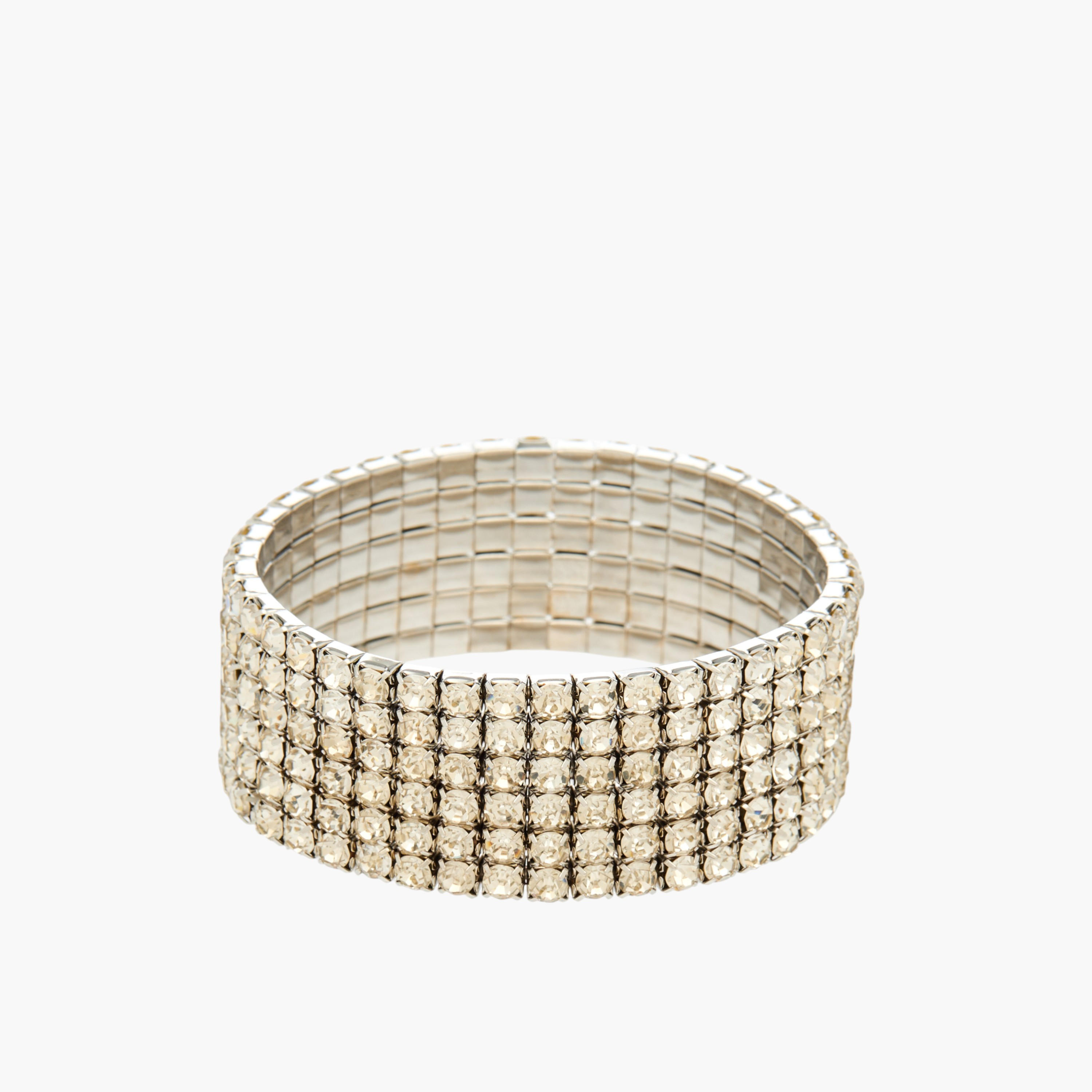 Silver Tone Embellished Stretchable Bracelet-women-watchesandjewellery-jewellery-banglesandbracelets-image-1