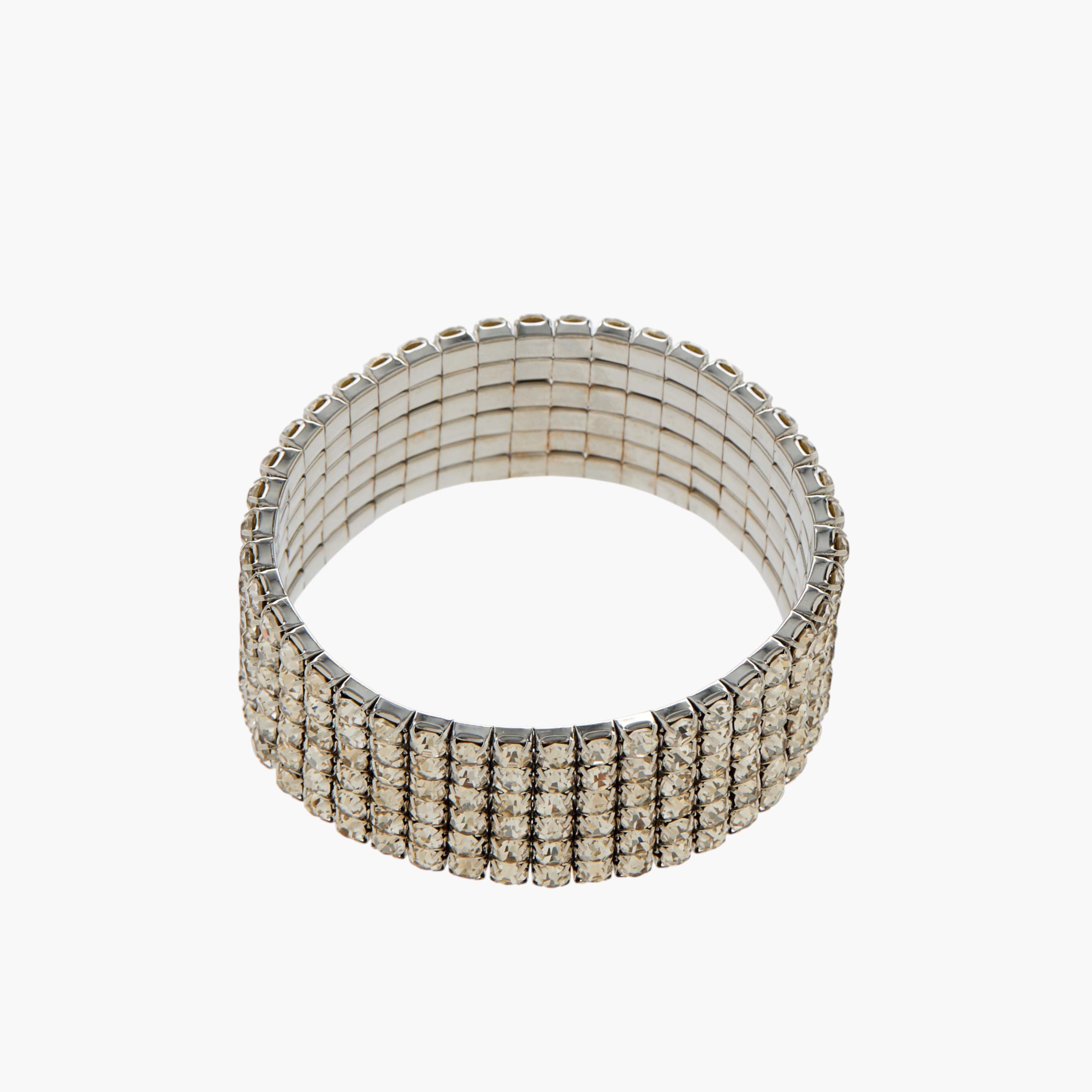 Silver Tone Embellished Stretchable Bracelet-women-watchesandjewellery-jewellery-banglesandbracelets-image-2
