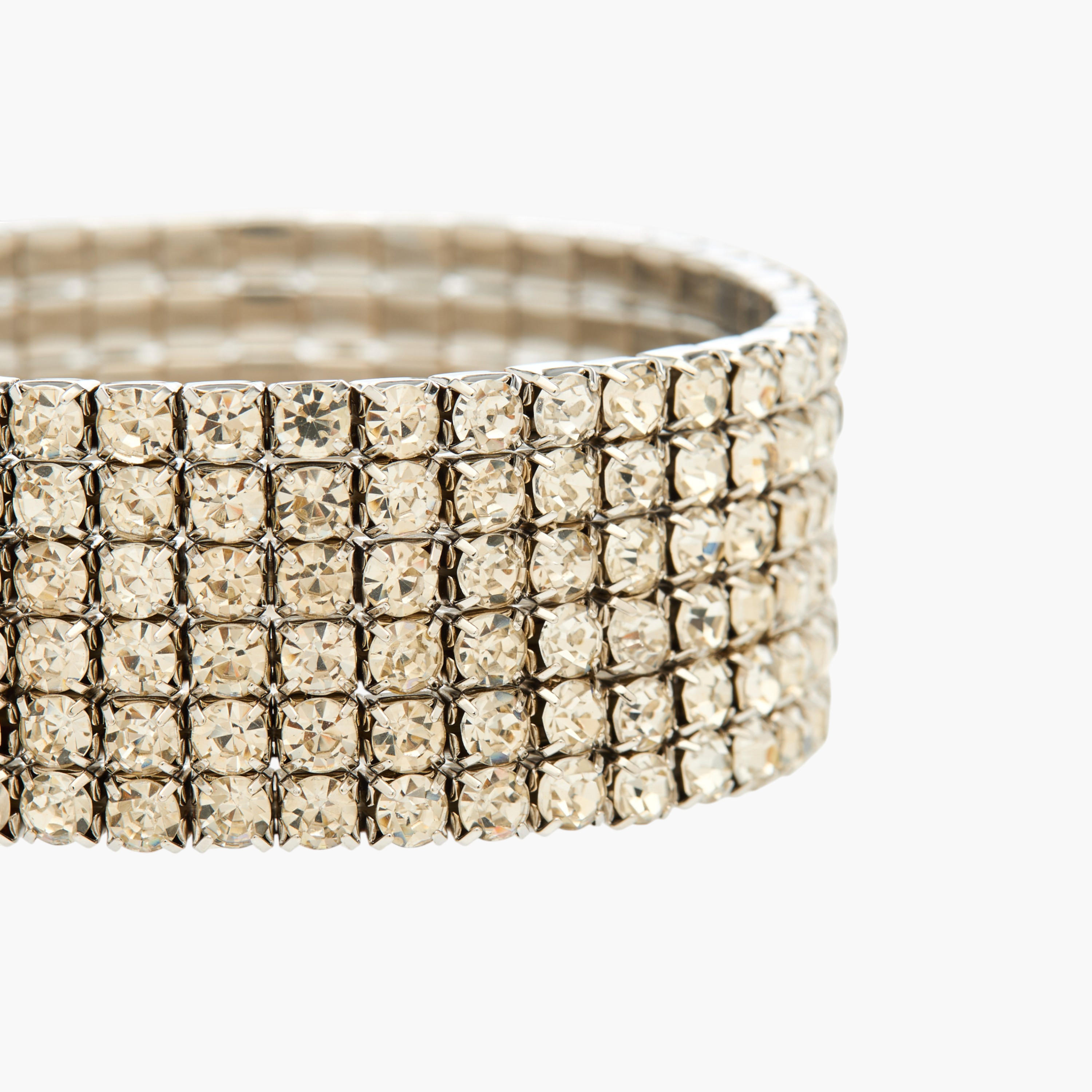 Silver Tone Embellished Stretchable Bracelet-women-watchesandjewellery-jewellery-banglesandbracelets-image-3