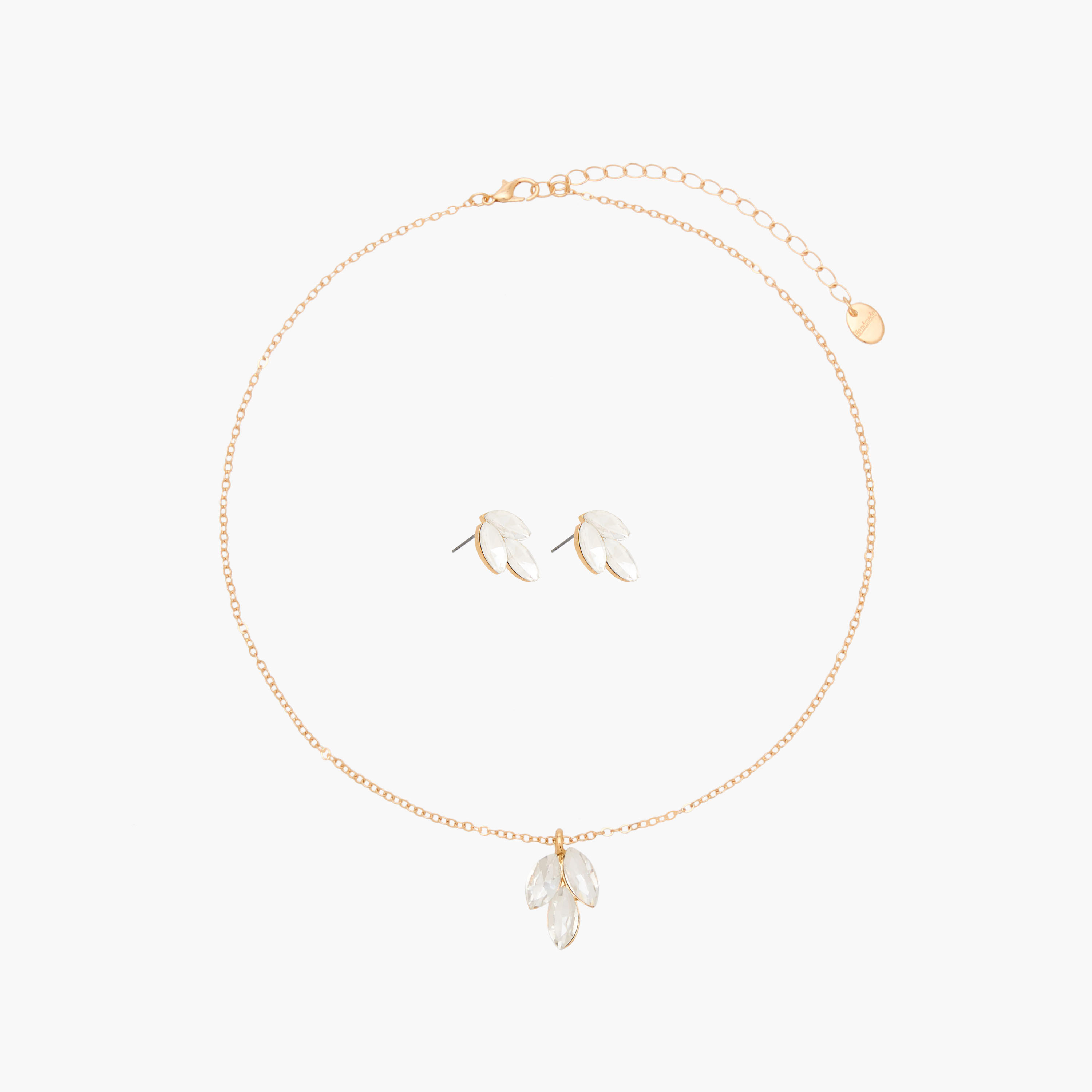 Set of 2 - Crystal Leaf Embellished Necklace and Earrings-women-watchesandjewellery-jewellery-jewellerysets-image-1