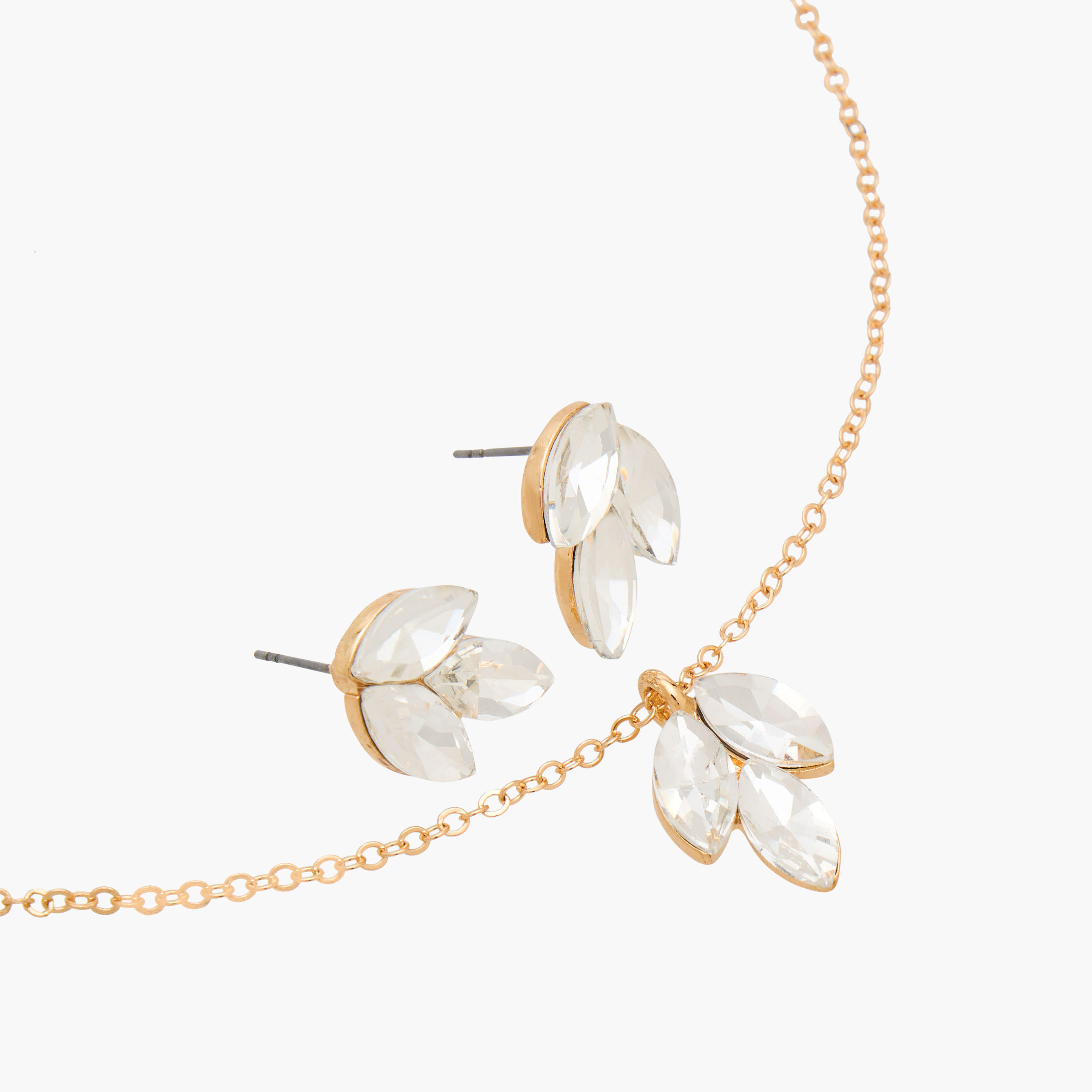 Set of 2 - Crystal Leaf Embellished Necklace and Earrings-women-watchesandjewellery-jewellery-jewellerysets-image-5