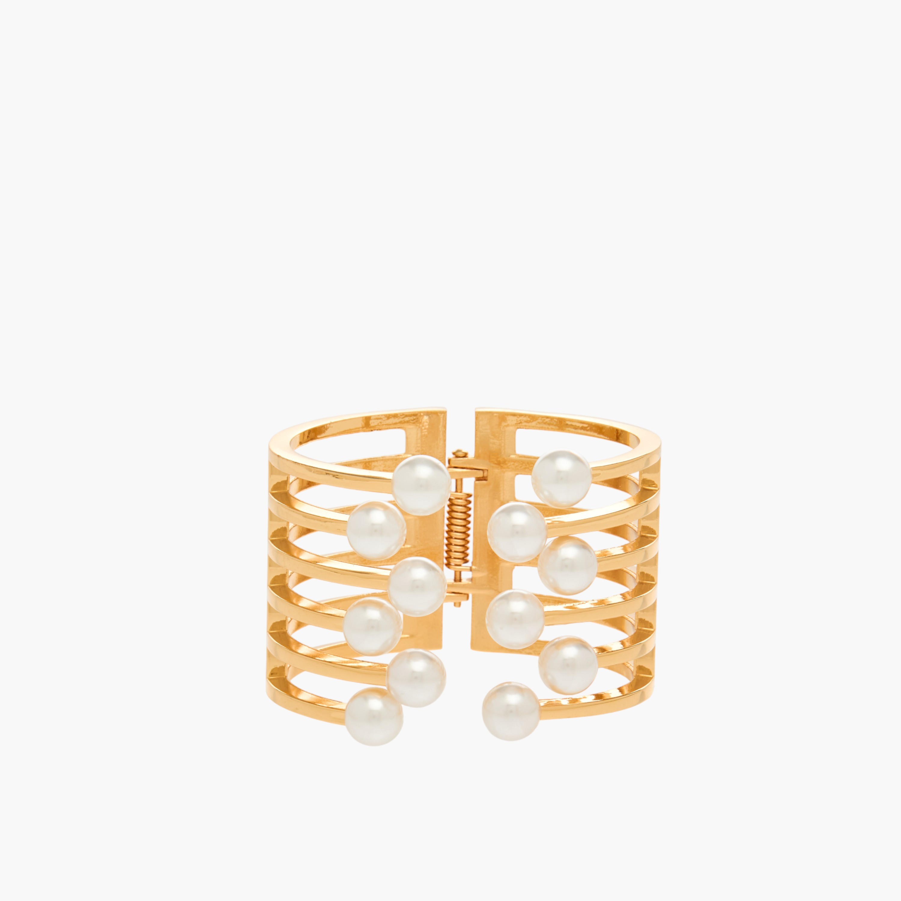 سوار معدن ذهبي بتزيينات لؤلؤ-women-watchesandjewellery-jewellery-banglesandbracelets-image-1