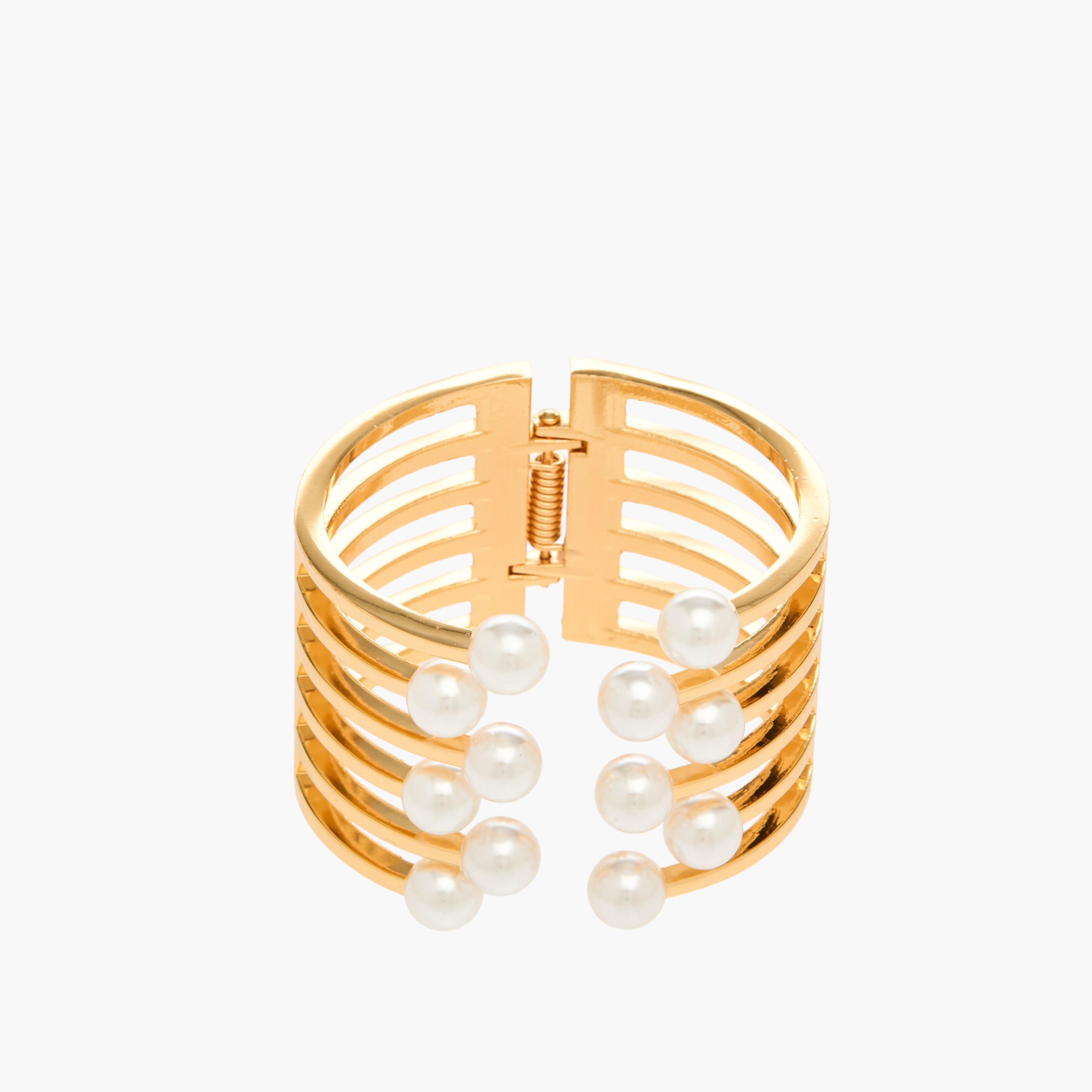 سوار معدن ذهبي بتزيينات لؤلؤ-women-watchesandjewellery-jewellery-banglesandbracelets-image-2
