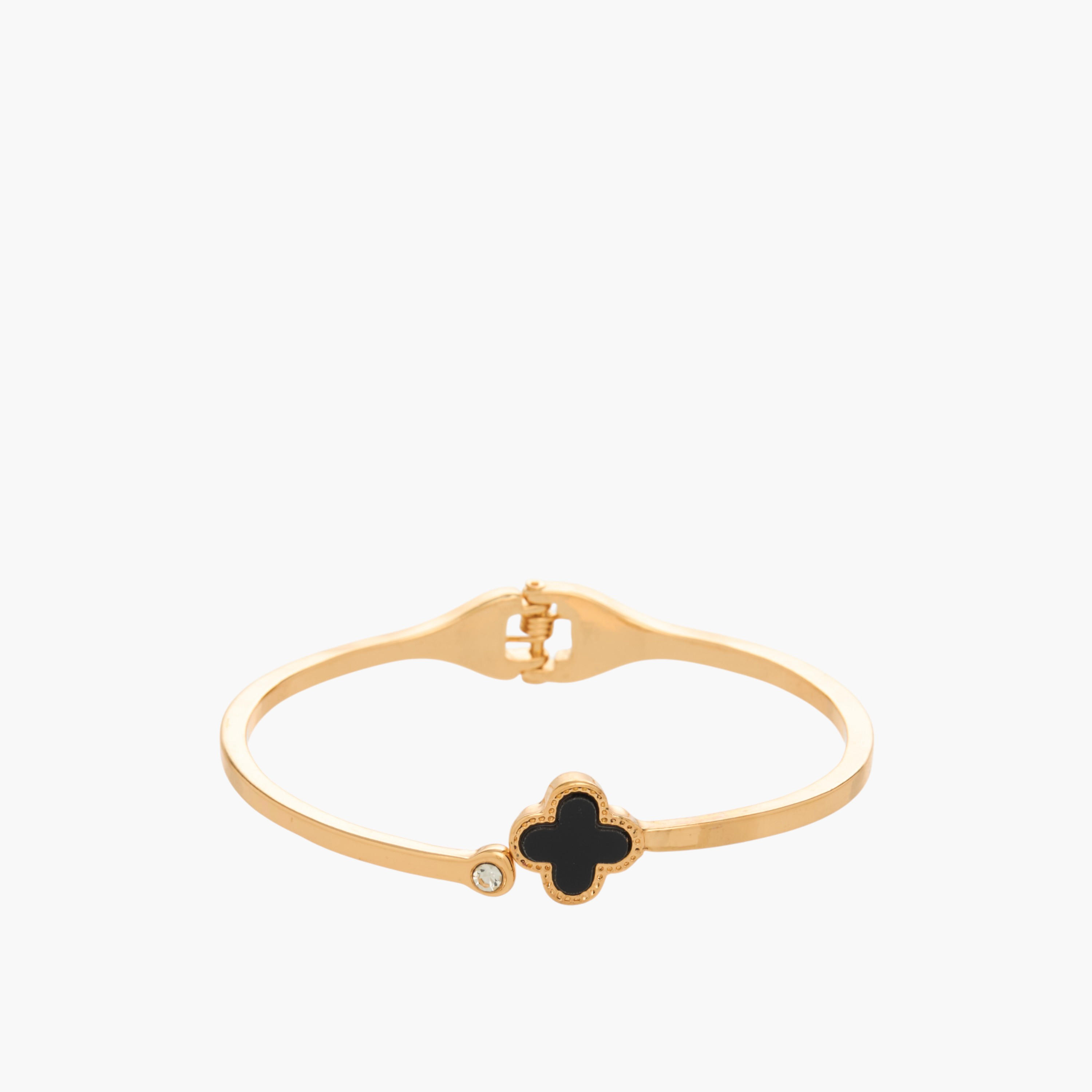 سوار معدن ذهبي بتصميم زهرة البرسيم-women-watchesandjewellery-jewellery-banglesandbracelets-image-1