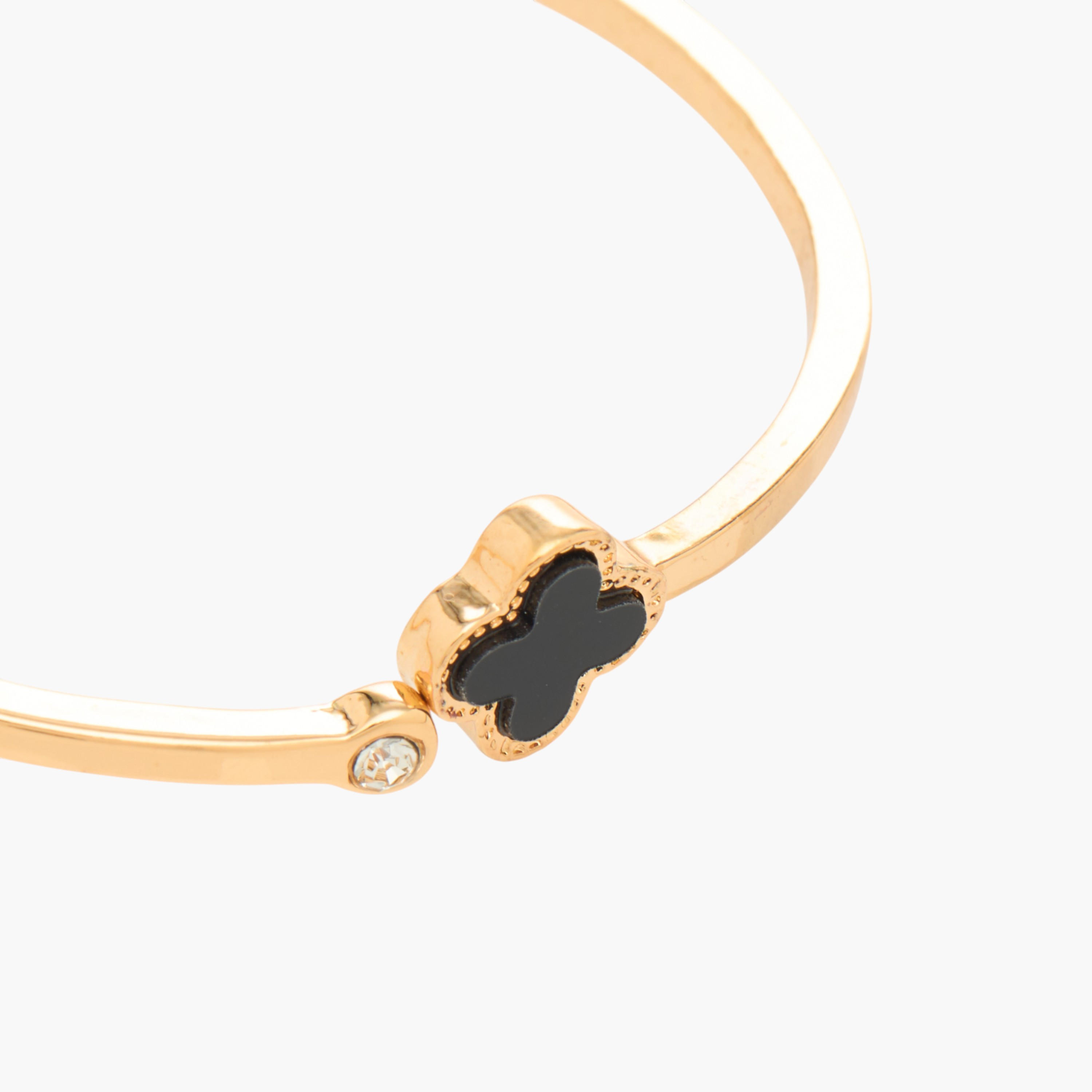 سوار معدن ذهبي بتصميم زهرة البرسيم-women-watchesandjewellery-jewellery-banglesandbracelets-image-3