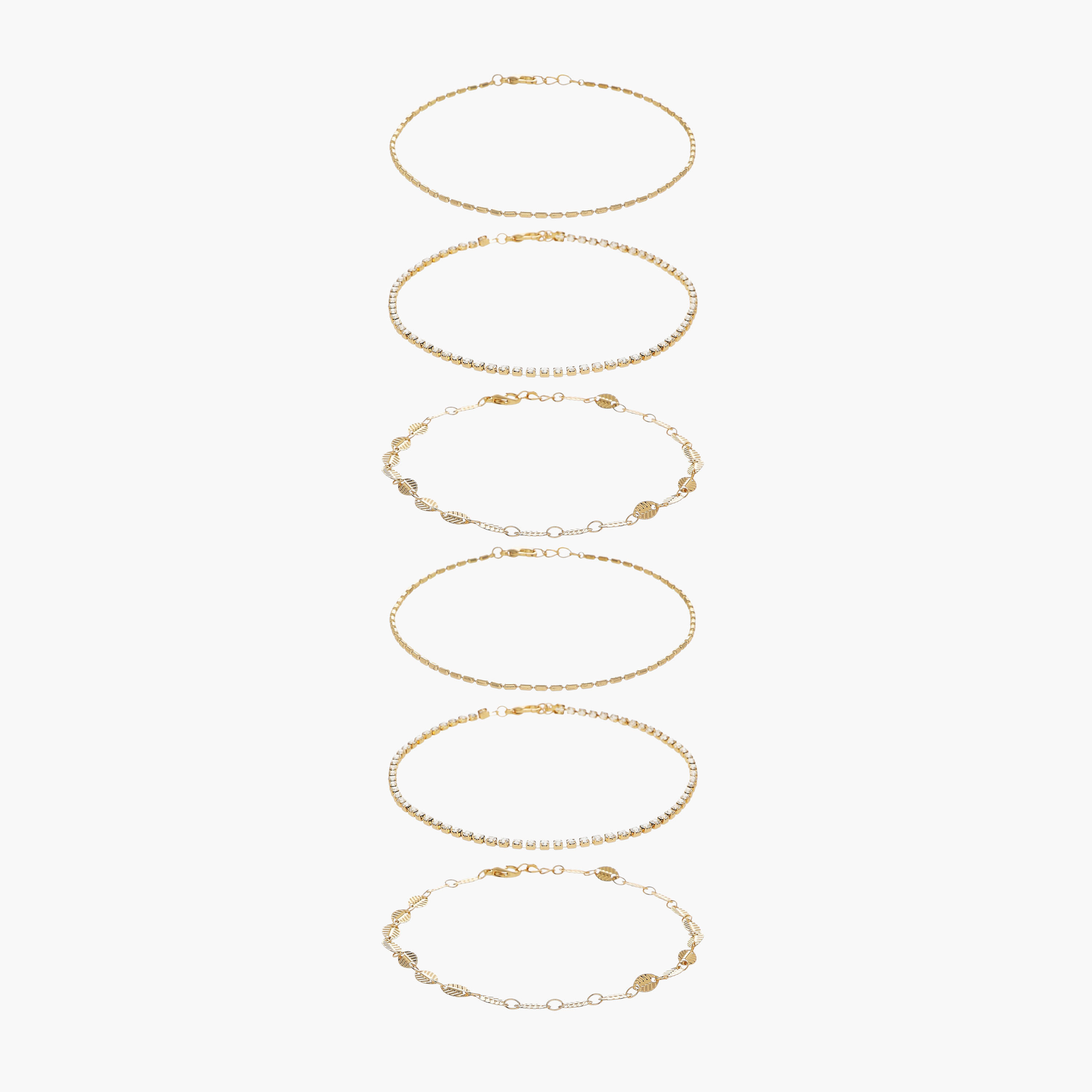 Pack of 6 Gold Tone Assorted Anklet-women-watchesandjewellery-jewellery-anklets-image-1