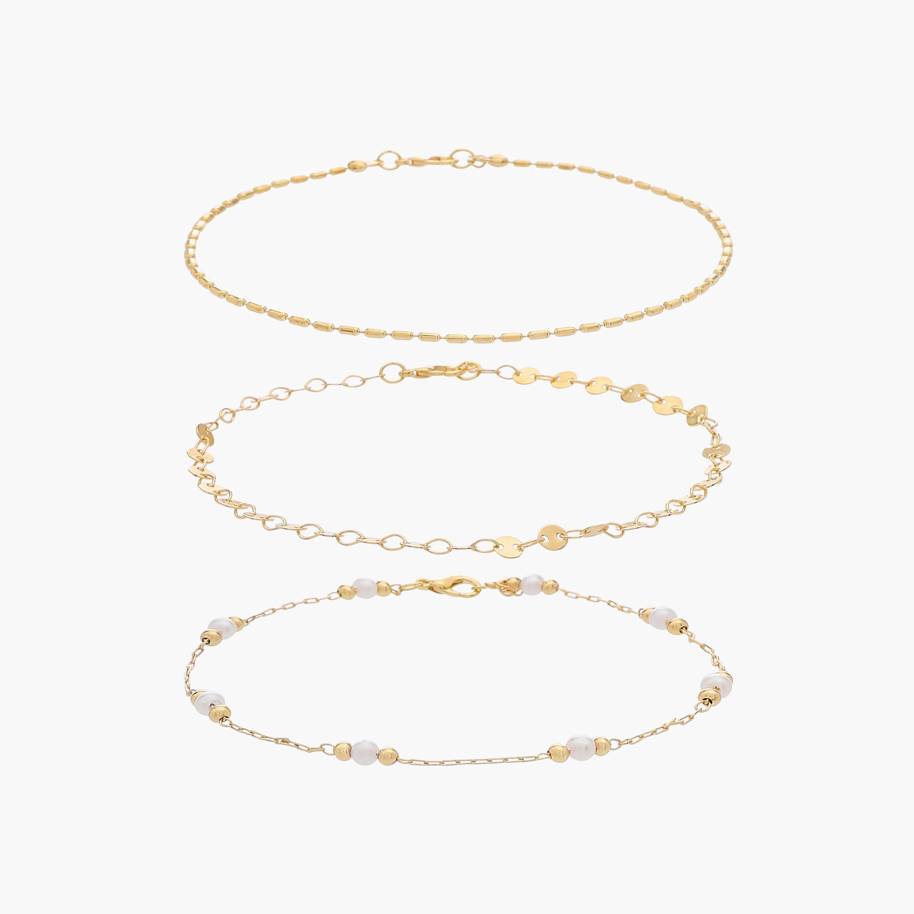 Pack of 3 Gold Tone Assorted Design Anklet-women-watchesandjewellery-jewellery-anklets-image-1
