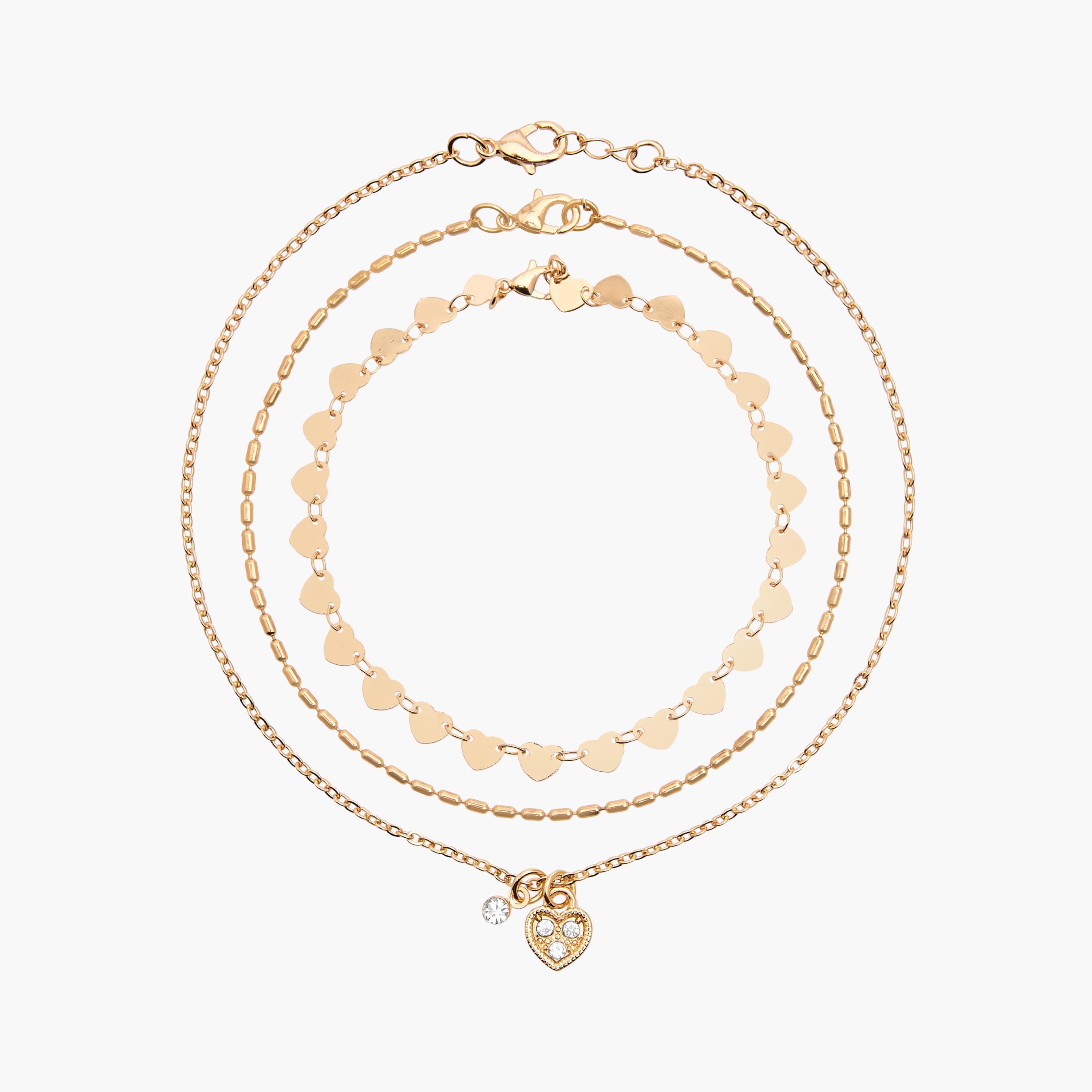 Pack of 3 Gold Plated Assorted Anklet-women-watchesandjewellery-jewellery-anklets-image-1