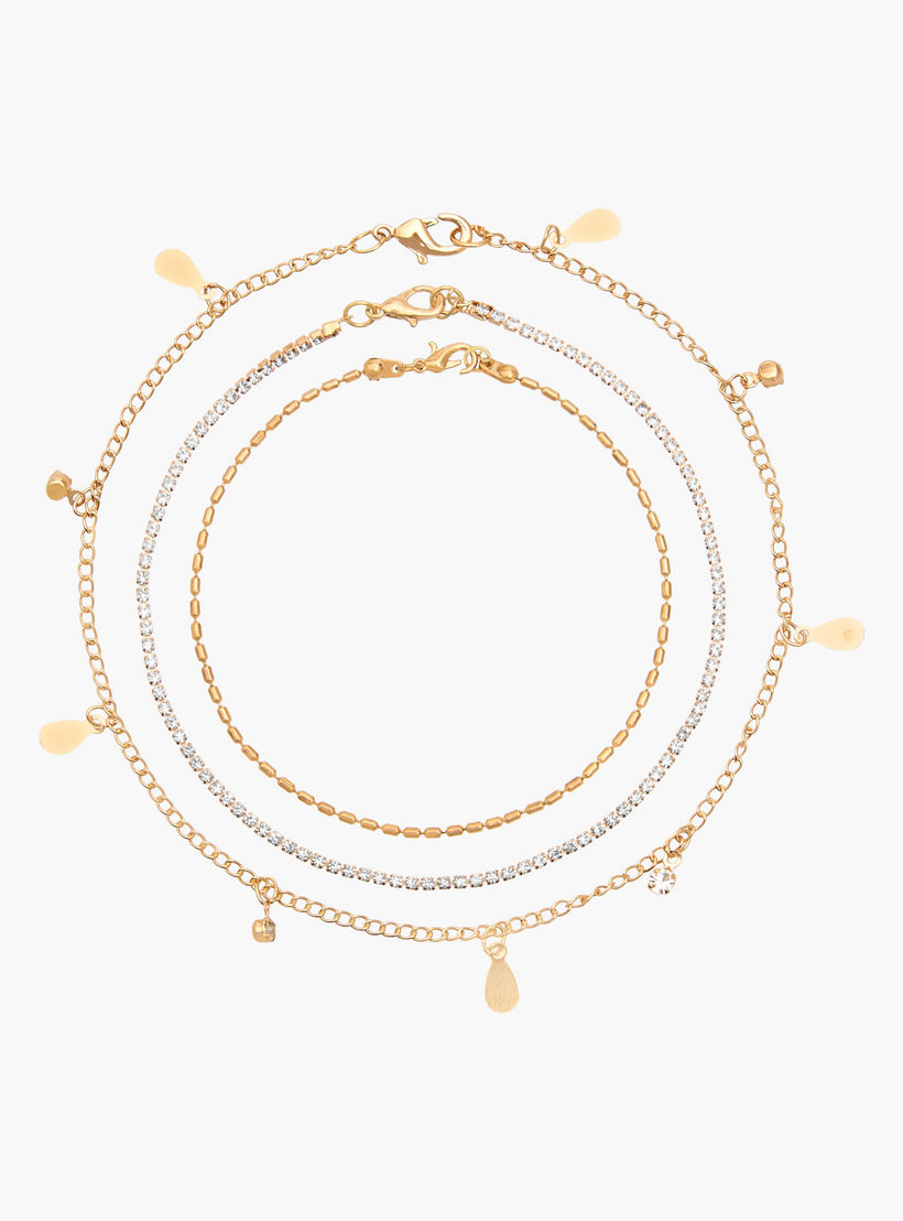 Pack of 3 Gold Plated Embellished Anklet-women-watchesandjewellery-jewellery-anklets-image-1