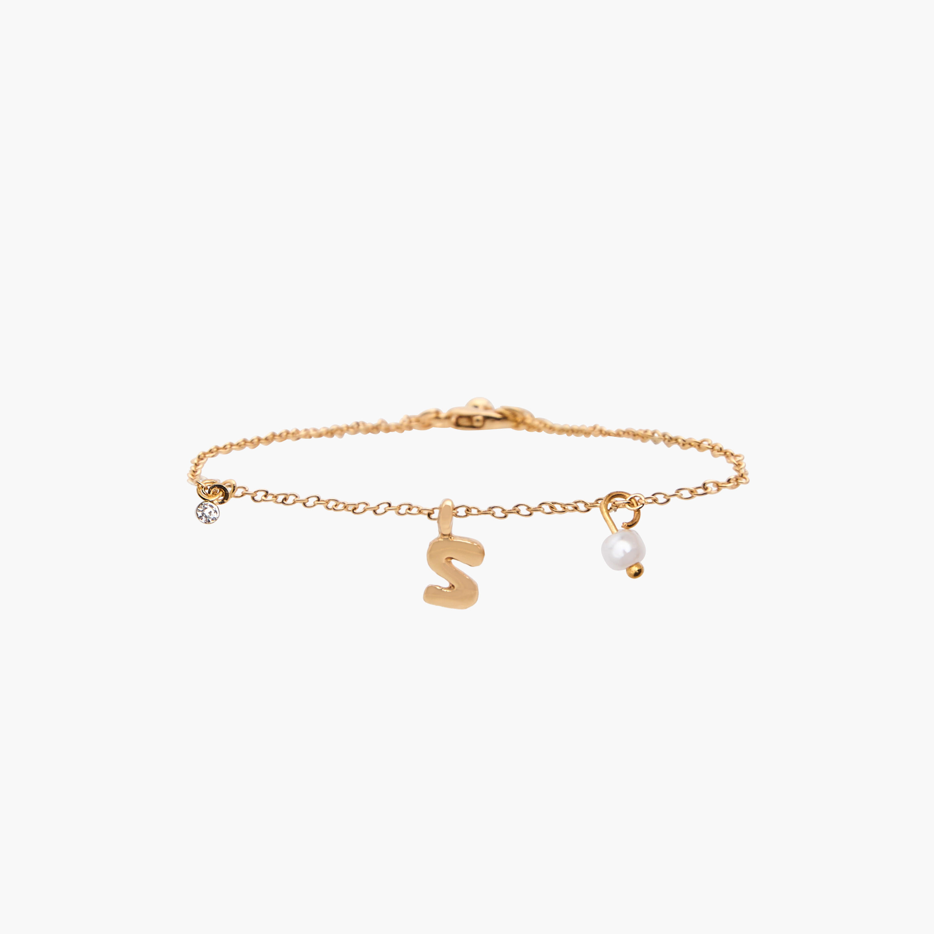 Gold Tone Alphabet S Bracelet-women-watchesandjewellery-jewellery-banglesandbracelets-image-1