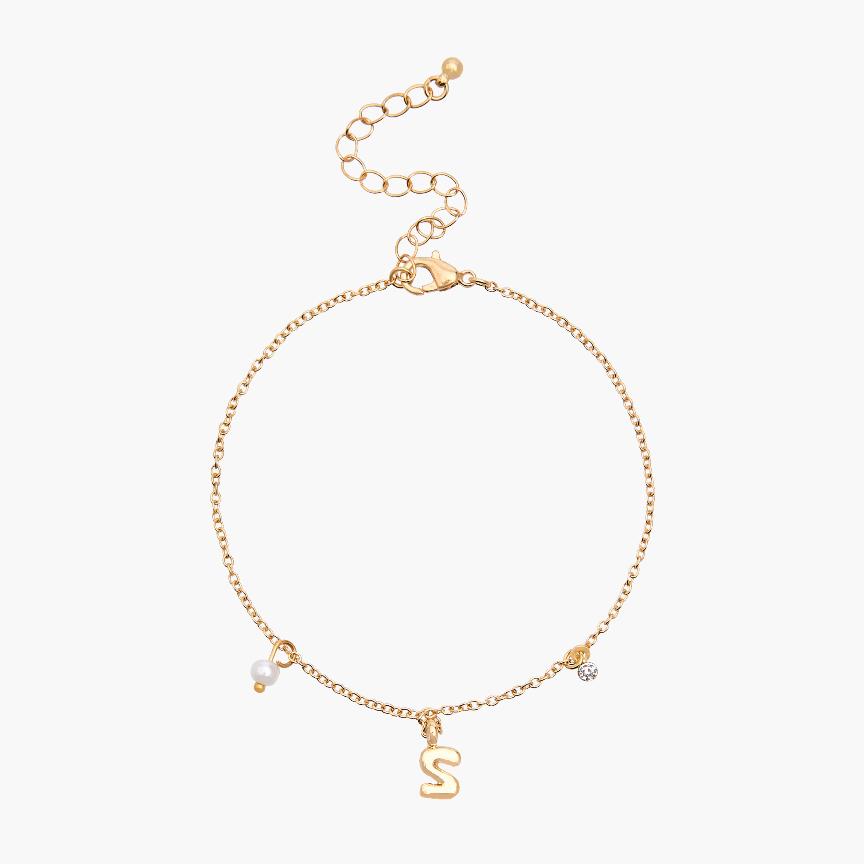 Gold Tone Alphabet S Bracelet-women-watchesandjewellery-jewellery-banglesandbracelets-image-2
