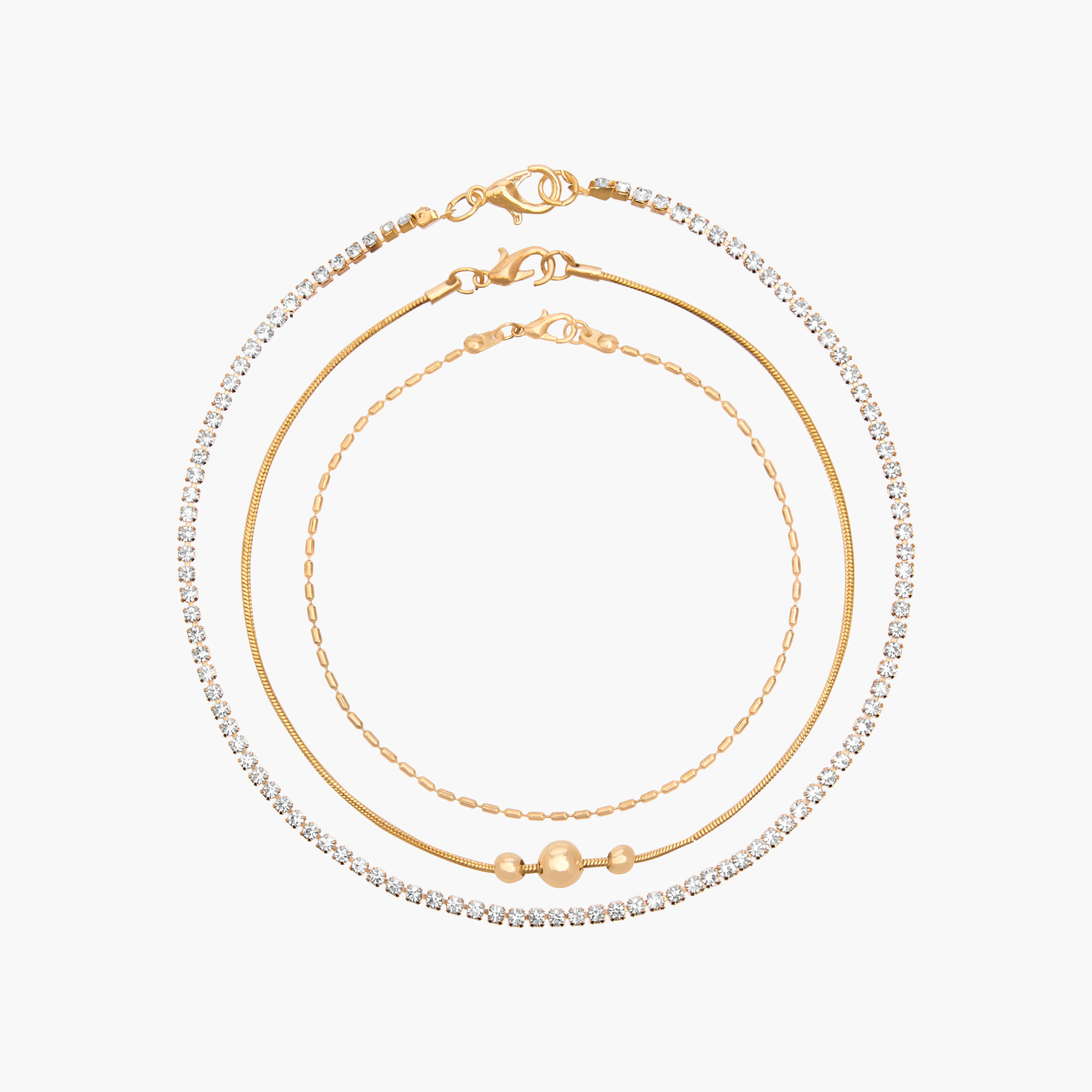 Pack of 3 Gold Plated Embellished Anklet-women-watchesandjewellery-jewellery-anklets-image-1