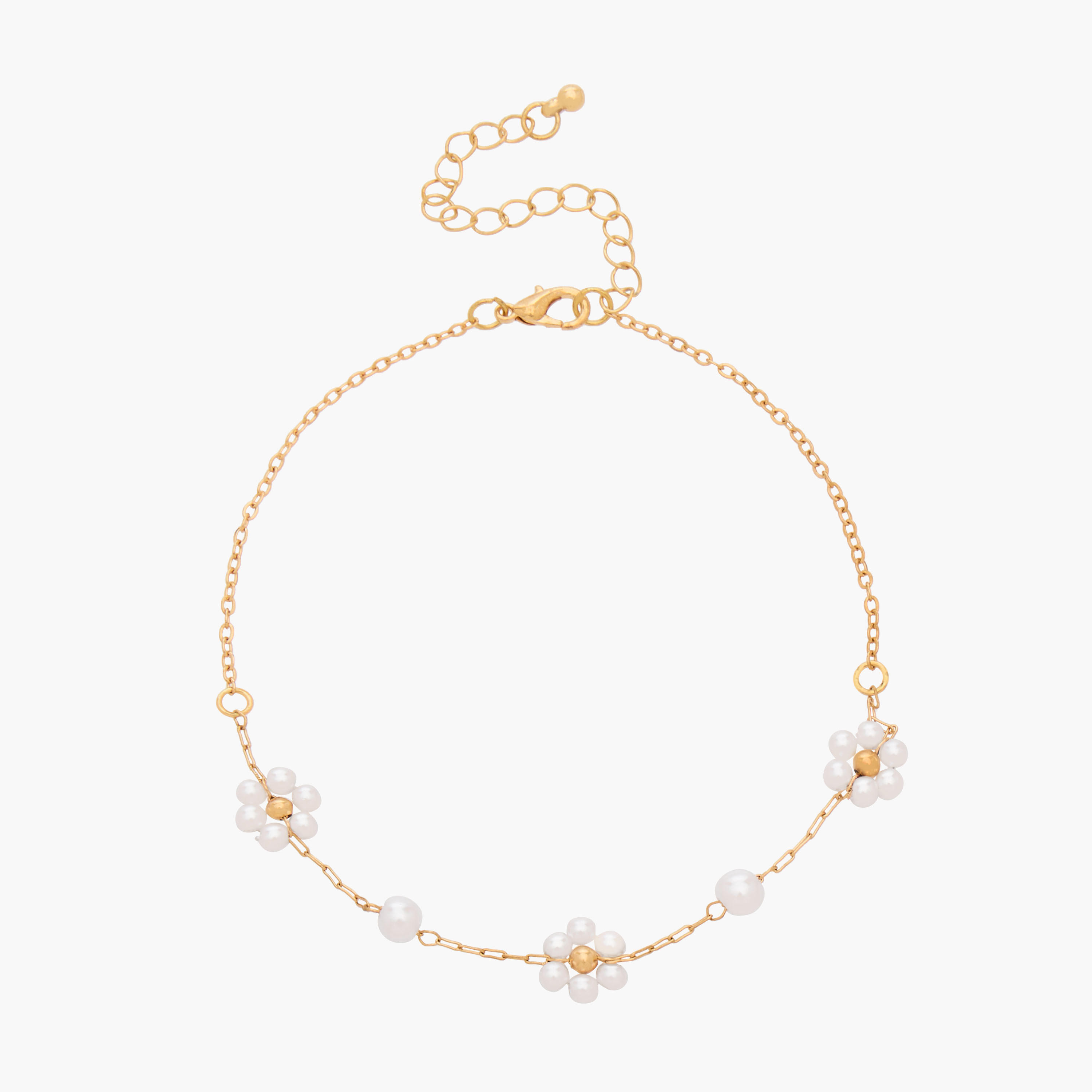 Gold Tone Pearl Embellished Anklet-women-watchesandjewellery-jewellery-anklets-image-2