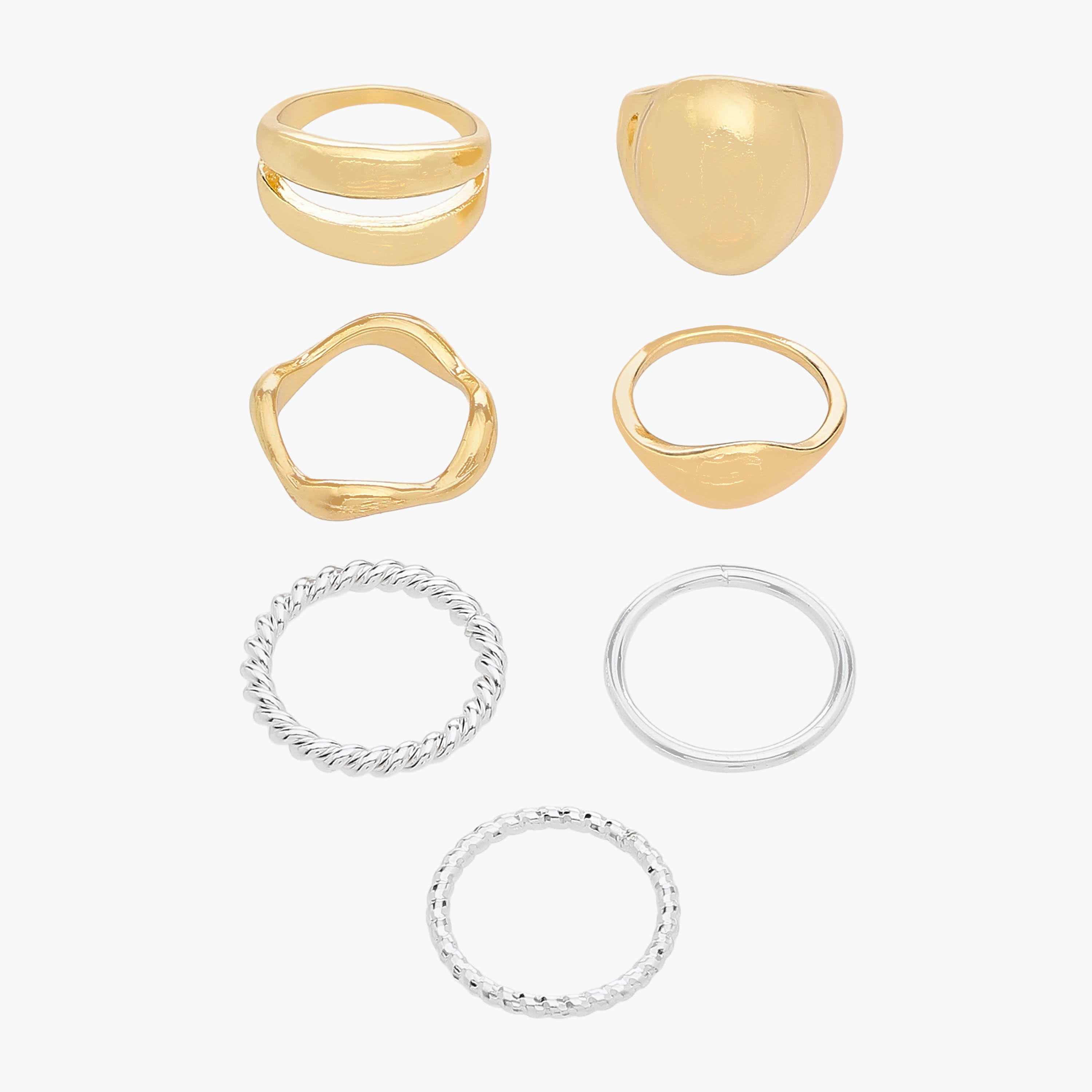 Set of 7 - Assorted Metallic Ring-women-watchesandjewellery-jewellery-rings-image-1