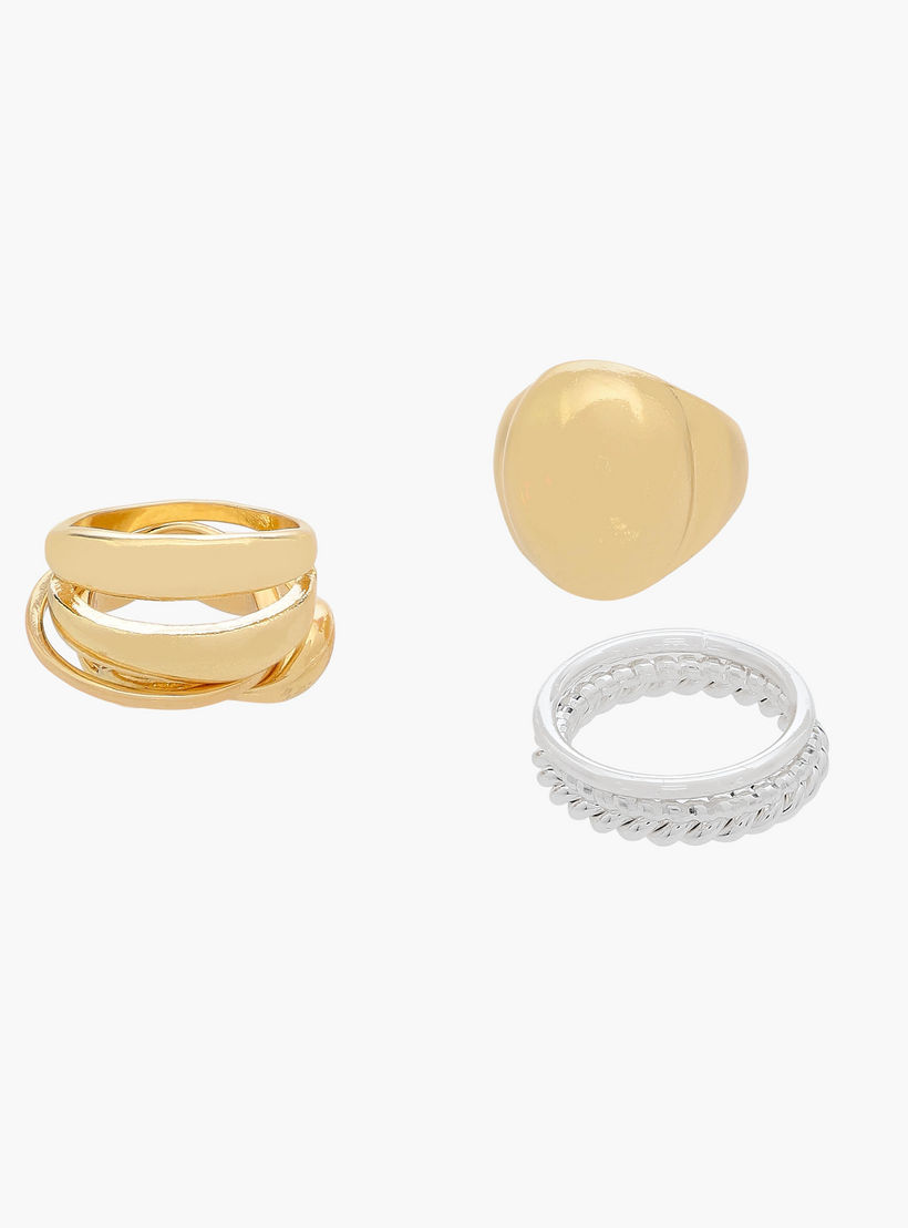 Set of 7 - Assorted Metallic Ring-women-watchesandjewellery-jewellery-rings-image-2