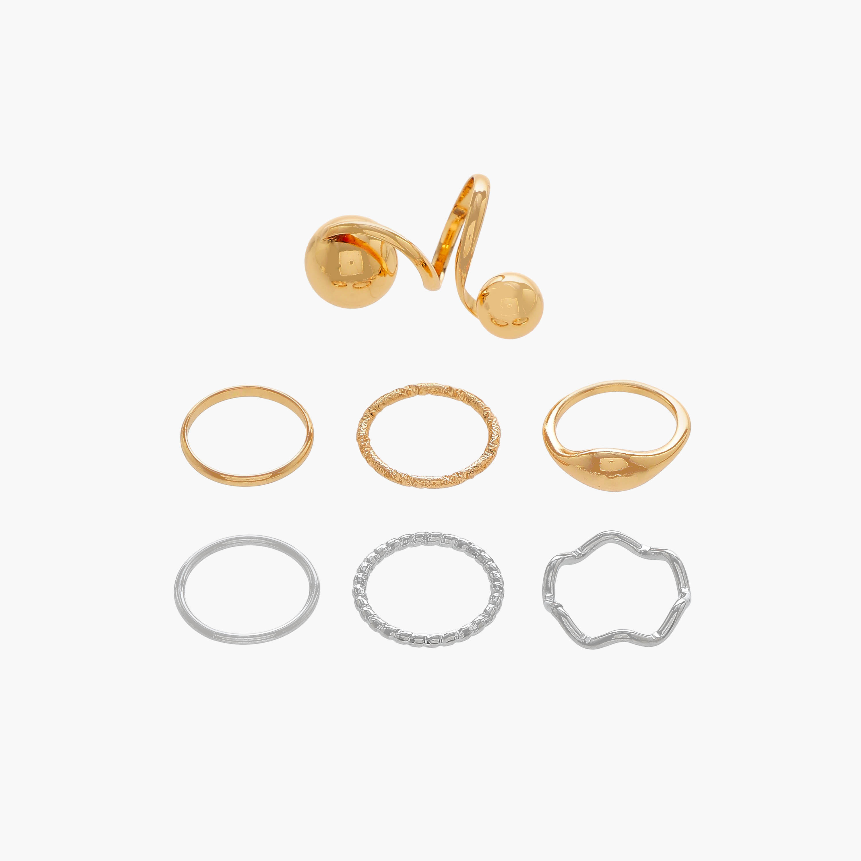 Stackable Metal Assorted Ring - Set of 7-women-watchesandjewellery-jewellery-rings-image-1