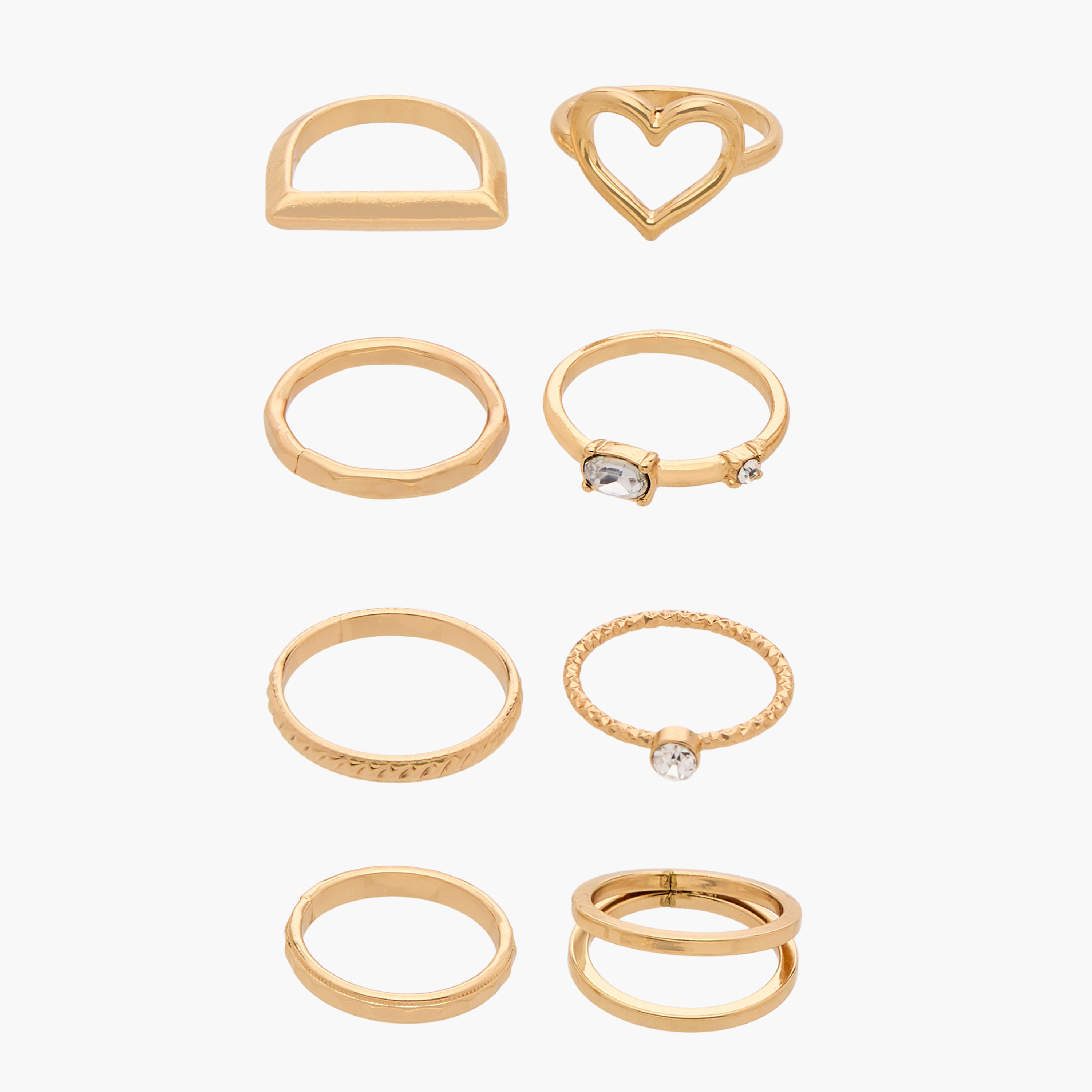 Assorted Gold Tone Ring - Set of 8-women-watchesandjewellery-jewellery-rings-image-1