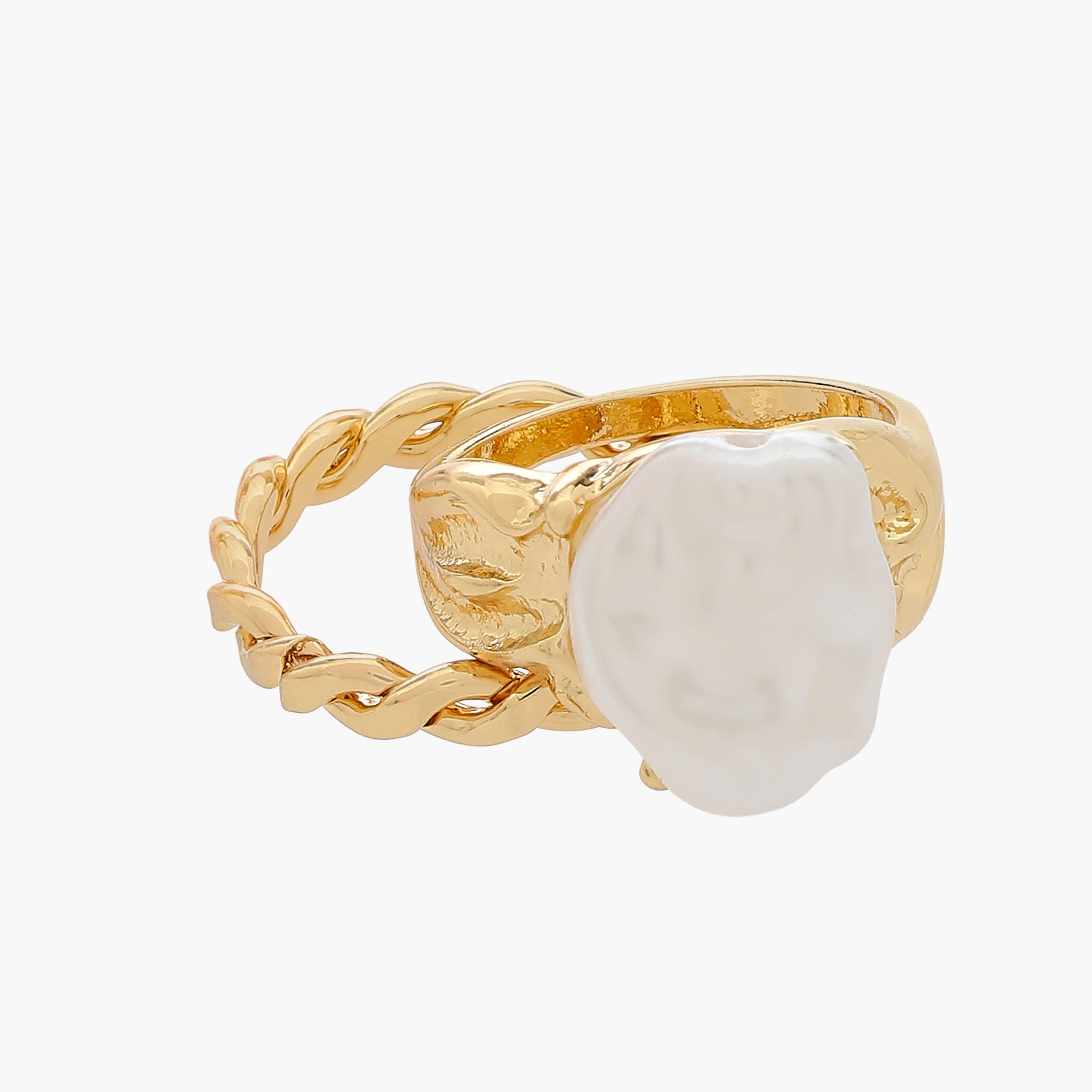 Embellished Metal Gold Tone Ring - Set of 5-women-watchesandjewellery-jewellery-rings-image-3