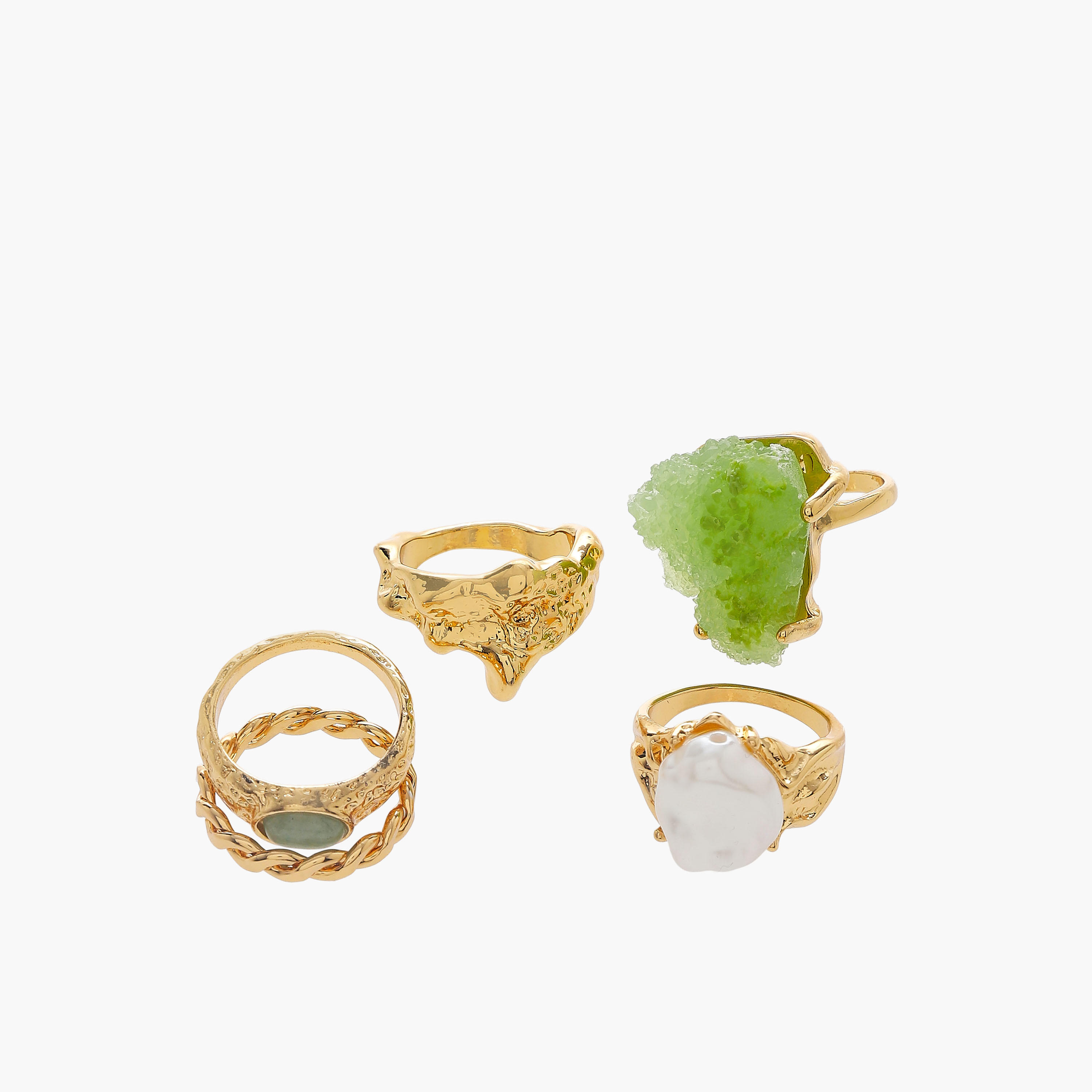 Metallic Stone Embellished Ring - Set of 5-women-watchesandjewellery-jewellery-rings-image-2