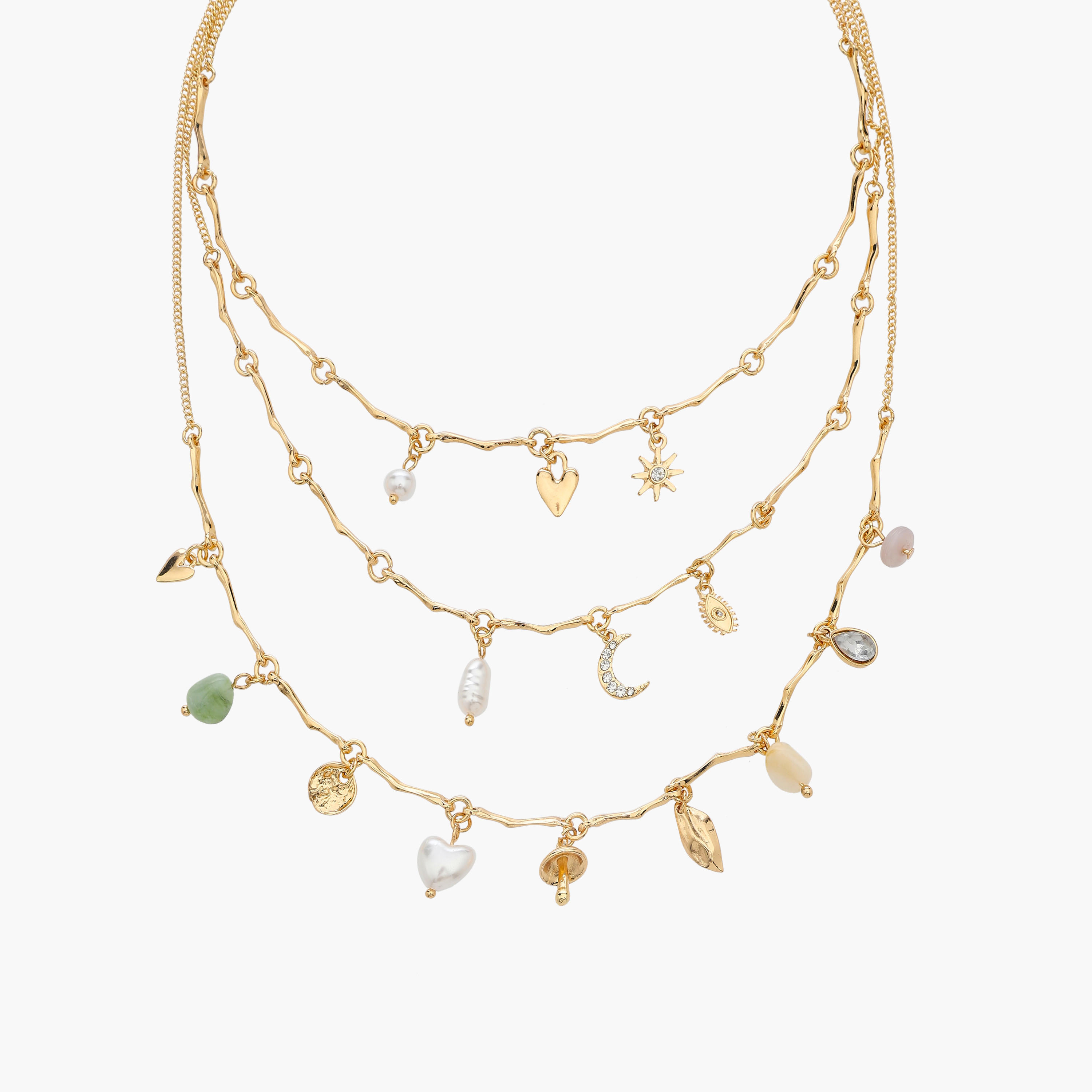 Metallic Layered Necklace with Charm Embellishment-women-watchesandjewellery-jewellery-necklacesandpendants-image-2