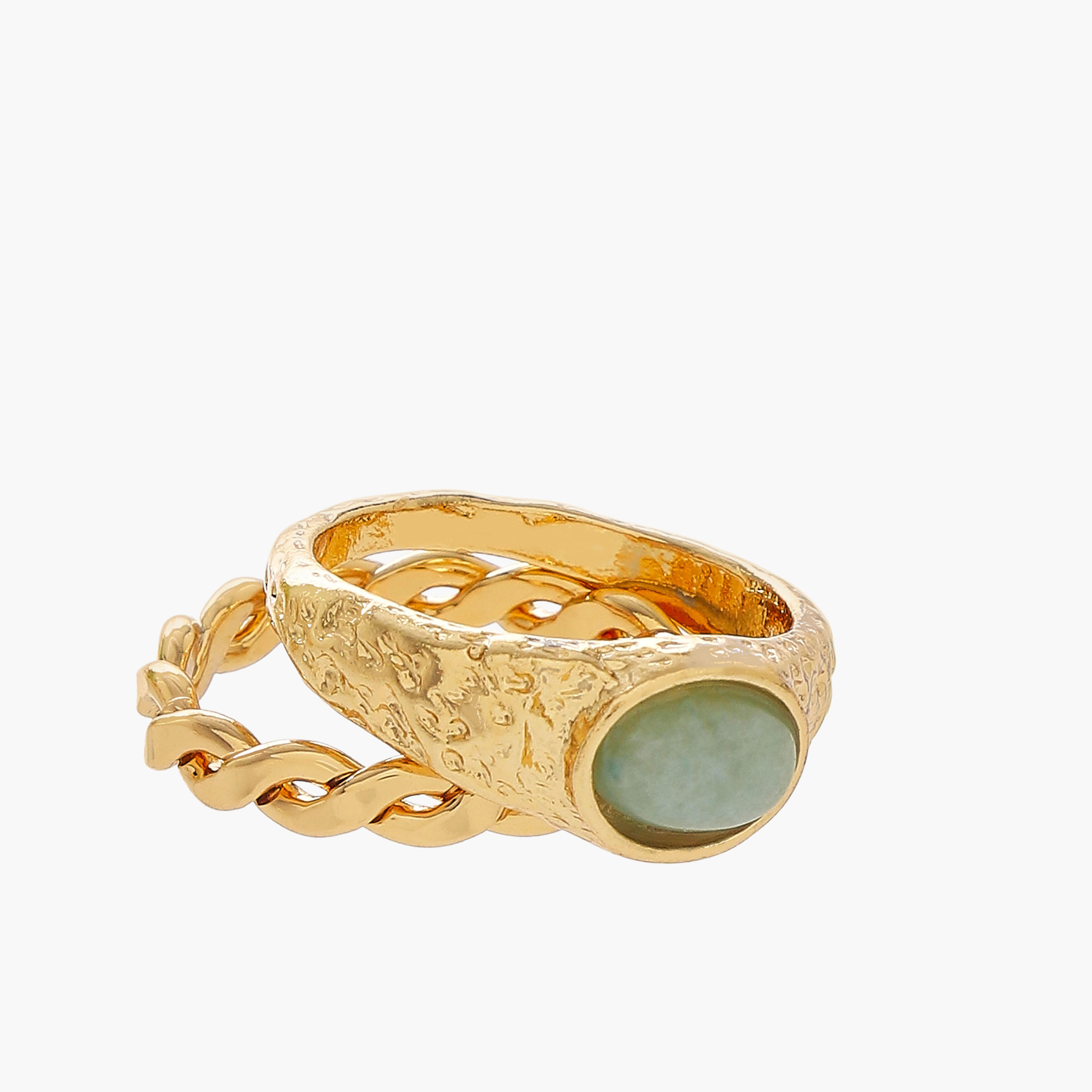 Embellished Metal Gold Tone Ring - Set of 5-women-watchesandjewellery-jewellery-rings-image-3