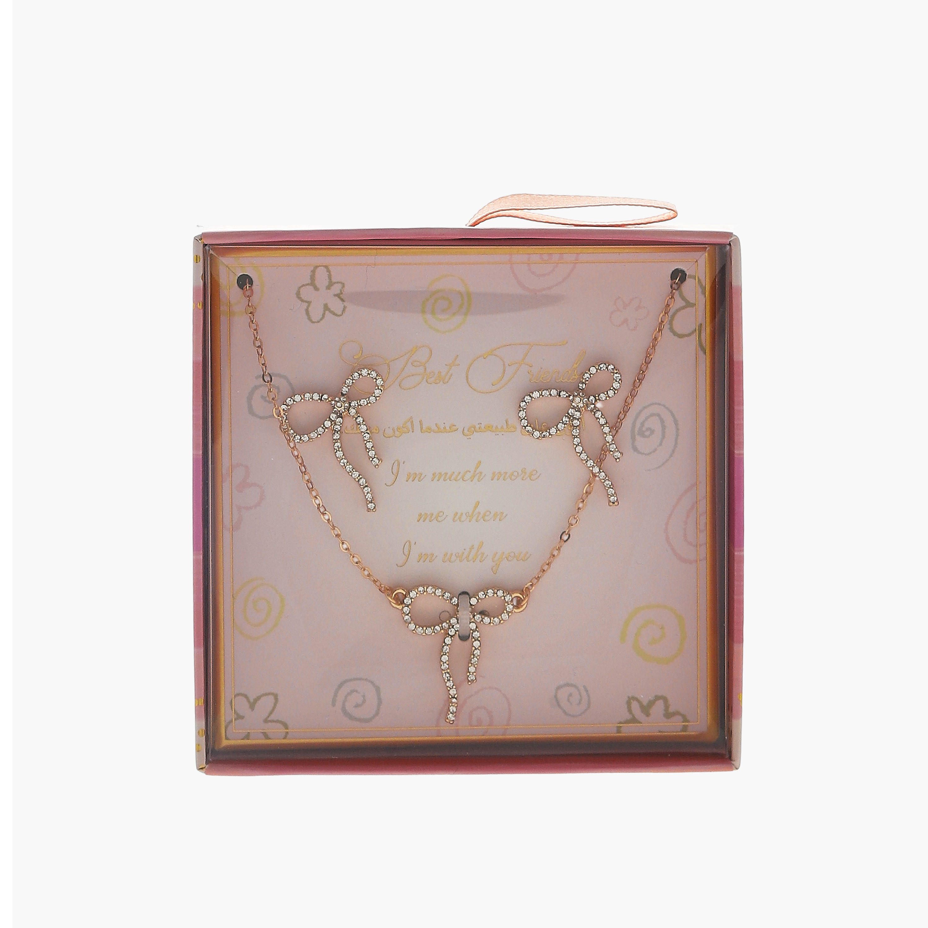 مجوهرات حلق وعقد بدلاية فيونكة مزينة - طقم من قطعتين-women-watchesandjewellery-jewellery-jewellerysets-image-7