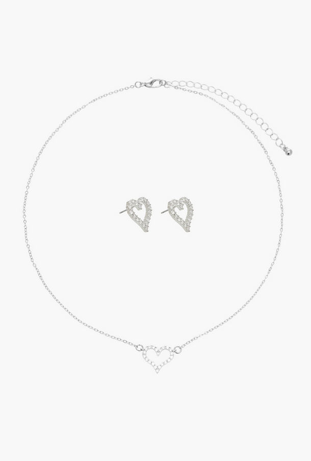 Set of 2 - Embellished Pendant Necklace and Earrings-women-image-1