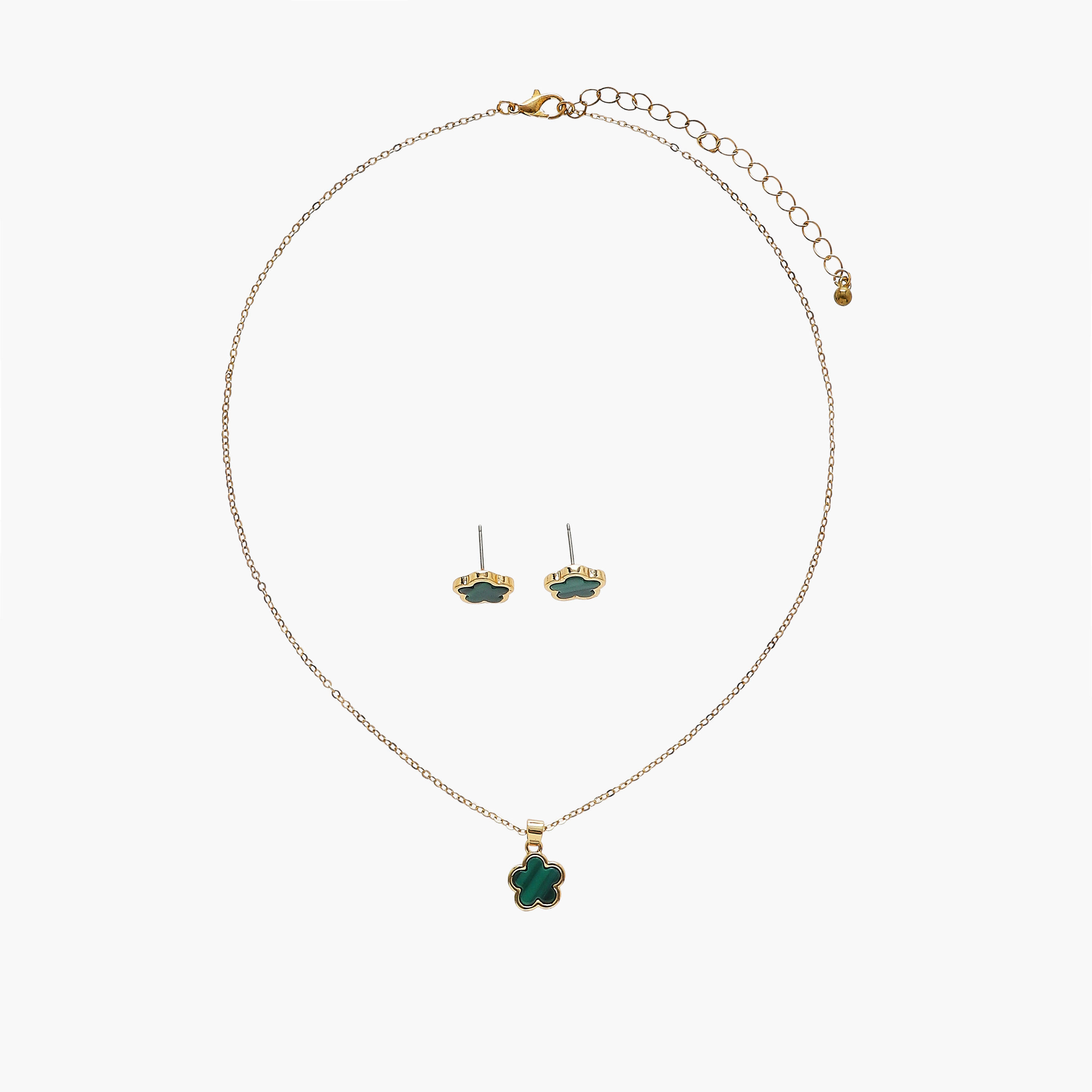 حلق وعقد بدلاية زهرية - طقم من قطعتين-women-watchesandjewellery-jewellery-jewellerysets-image-1