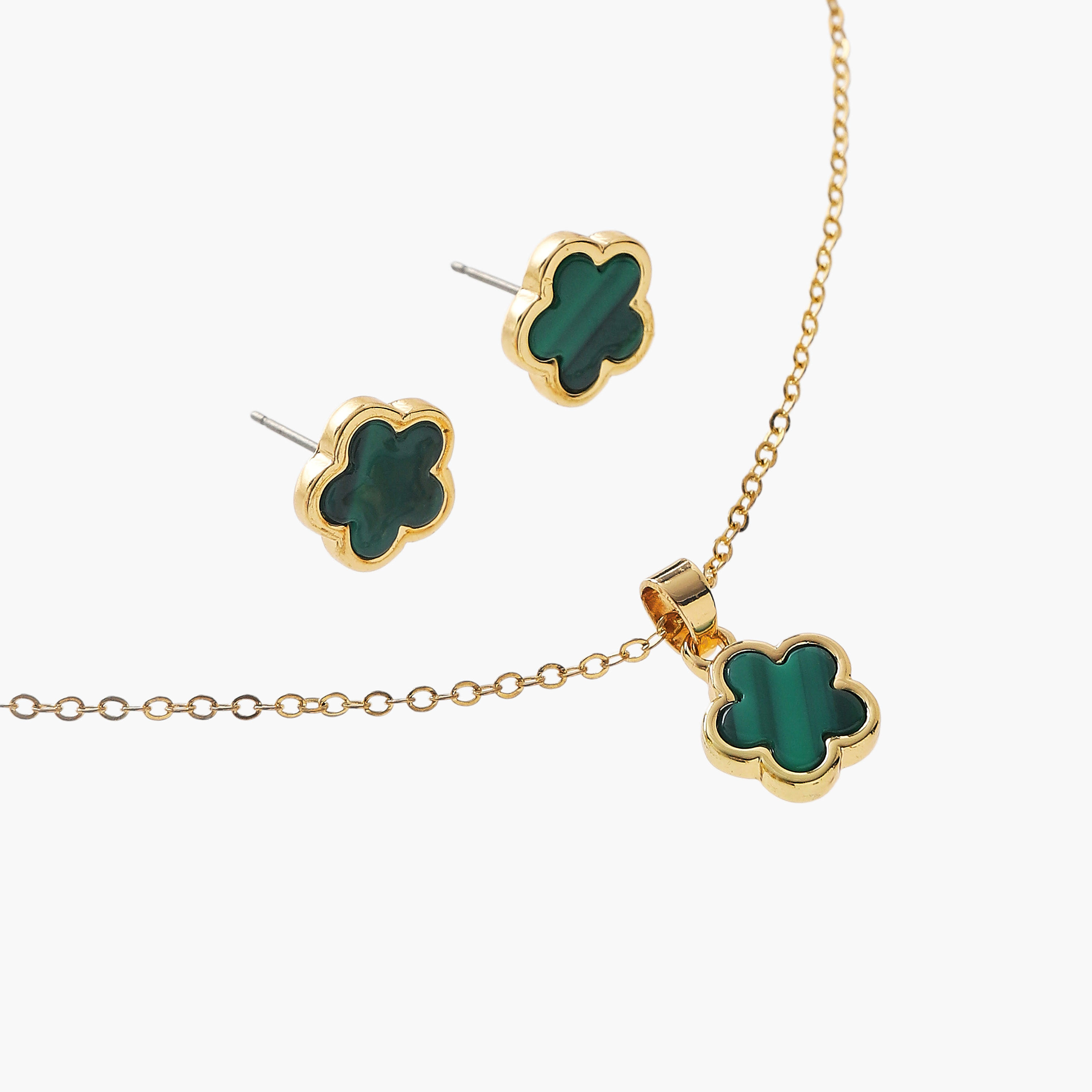 حلق وعقد بدلاية زهرية - طقم من قطعتين-women-watchesandjewellery-jewellery-jewellerysets-image-3