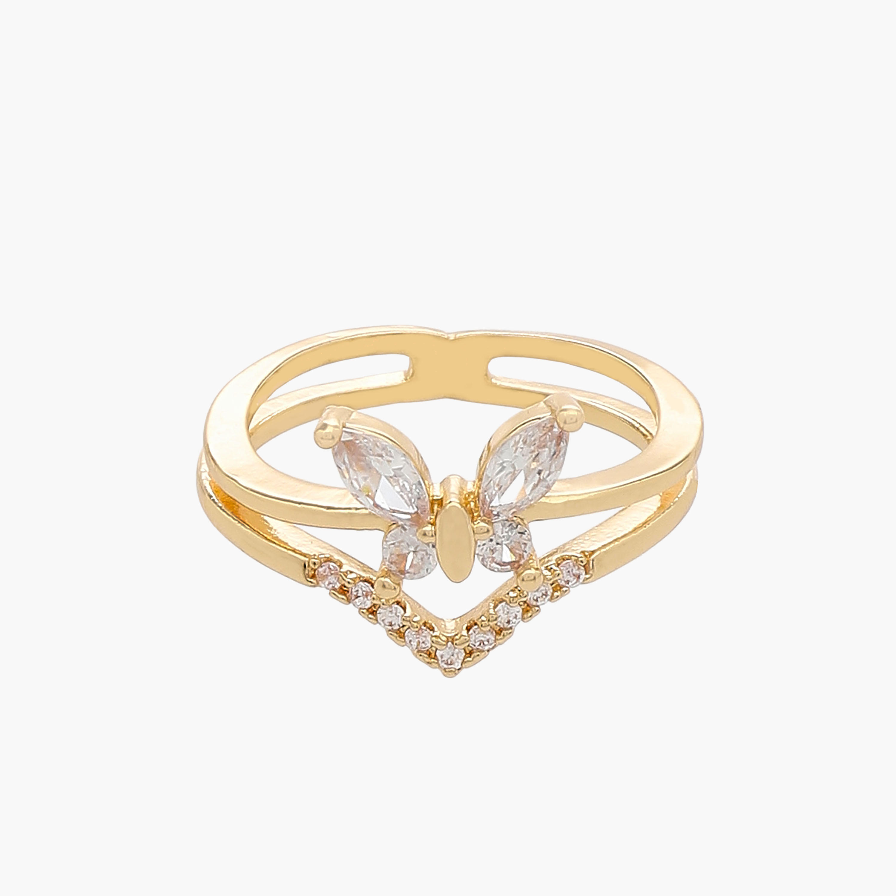 Cubic Zirconia Stone Embellished Metal Gold Tone Ring-women-watchesandjewellery-jewellery-rings-image-1