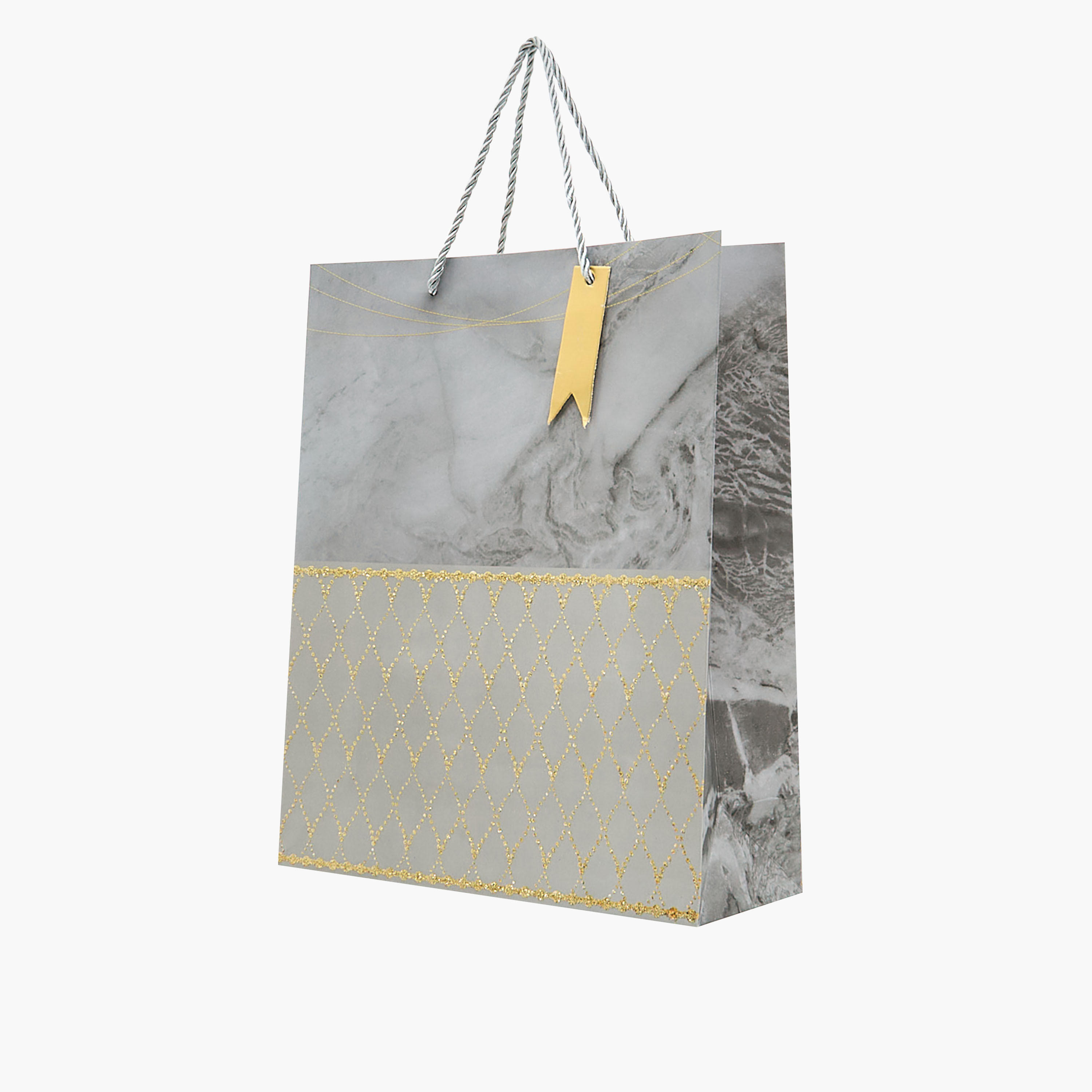 Marble Glitter Print Paper Gift Bag - Medium-household-giftingaccessories-giftings-image-2