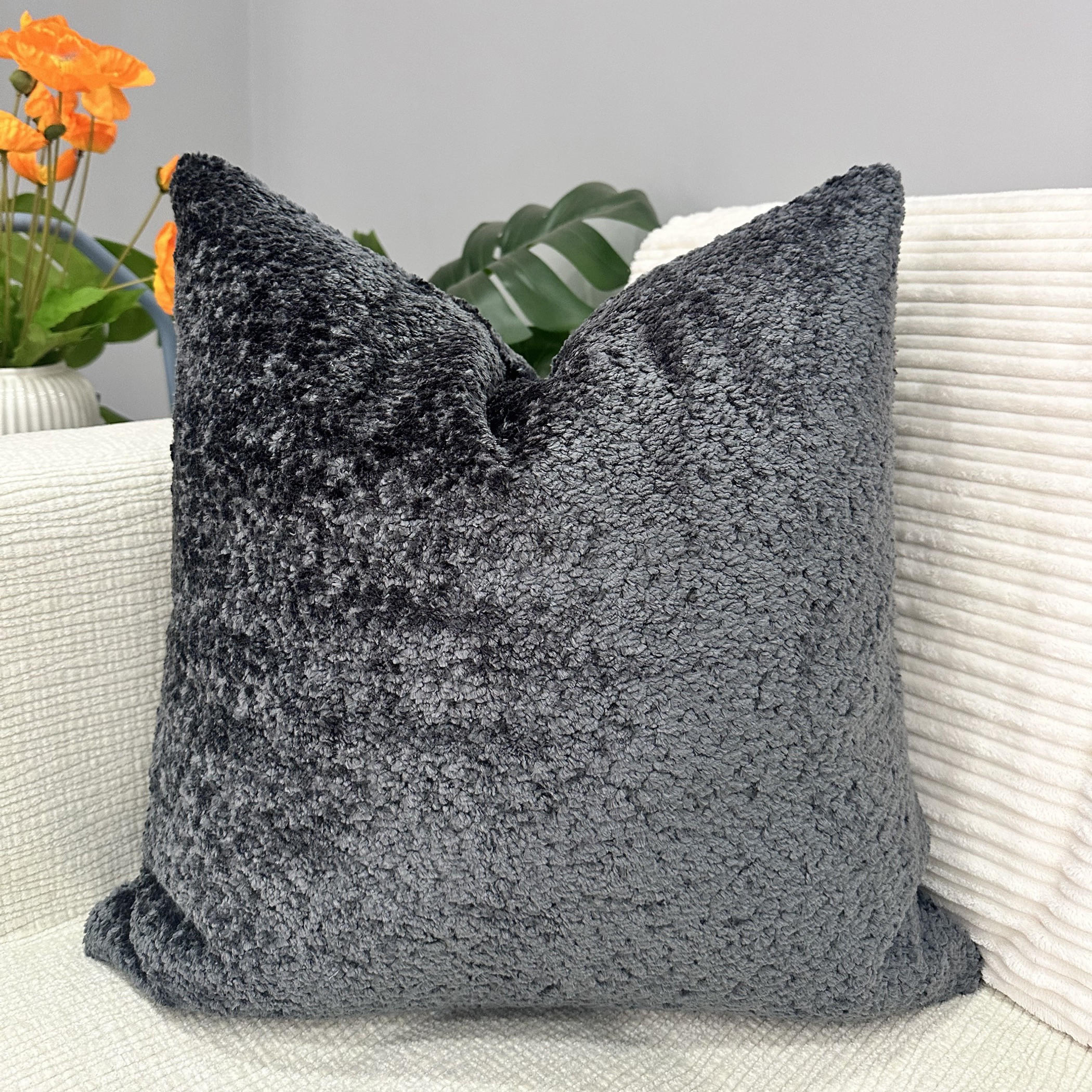 Unique Home Textured Plush Cushion Grey-household-cushionsandthrows-filledcushions-decorativecushions-image-1