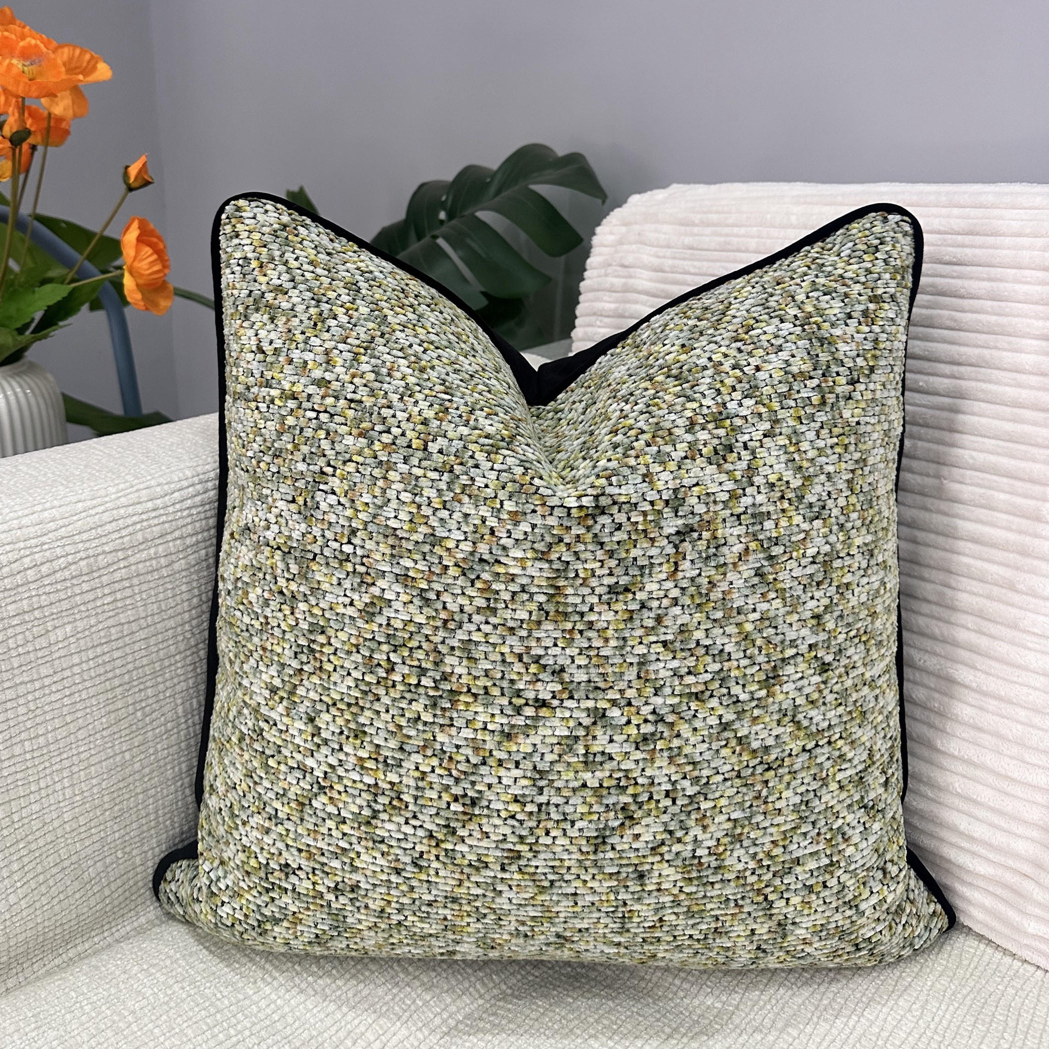 Unique Home Textured Cushion Black Piping-household-cushionsandthrows-filledcushions-decorativecushions-image-1