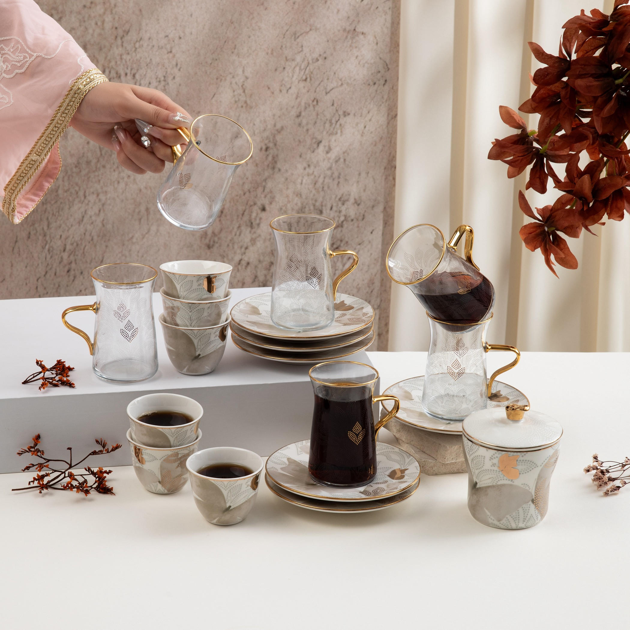 Otantik Patterned Glass Tea and Coffee Set-household-dining-teaandcoffee-teaandcoffeesets-image-2