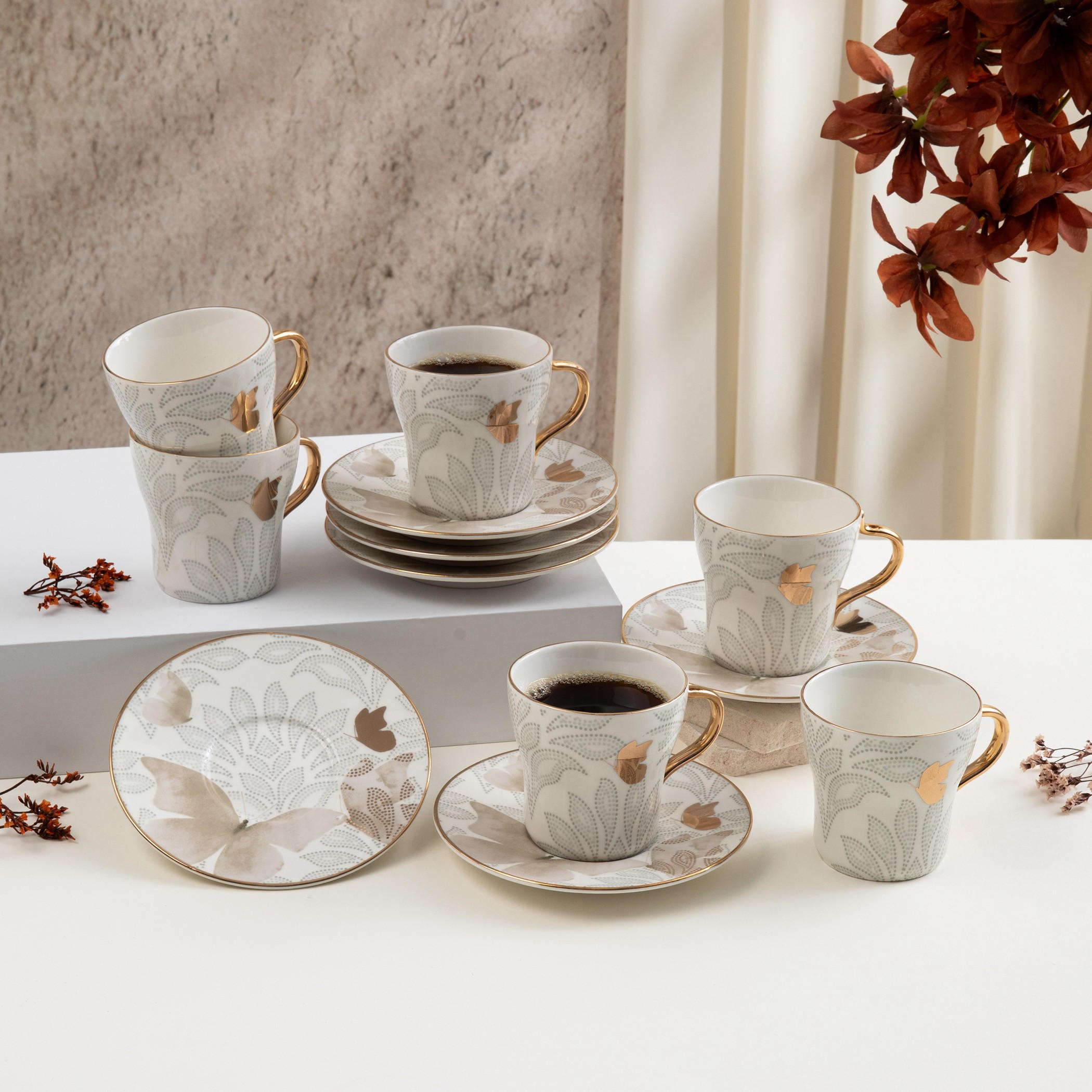 أوتانتيك طقم أكواب شاي بنمط فراشة-household-dining-teaandcoffee-teaandcoffeesets-image-1