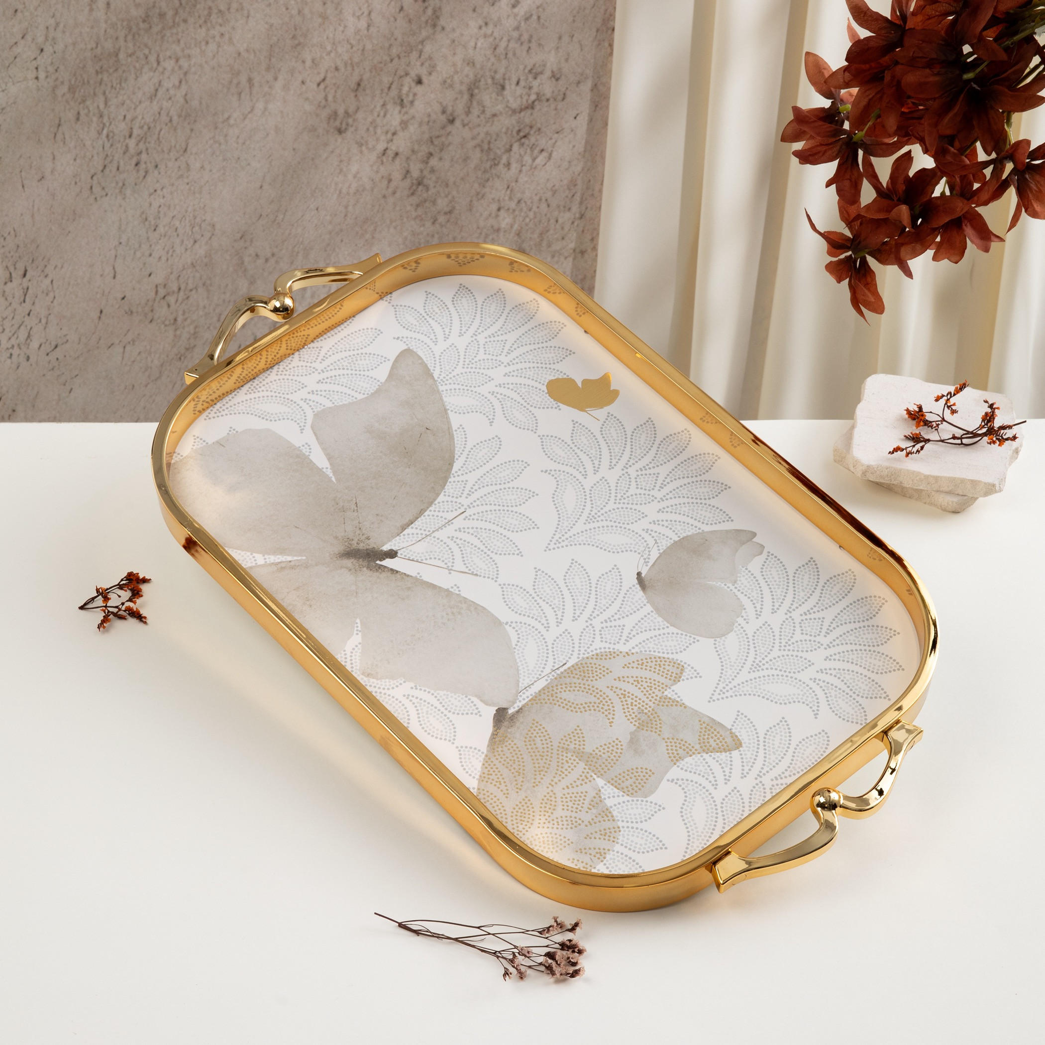 Otantik Butterfly Design Serving Tray-household-dining-serveware-servingtrays-image-1