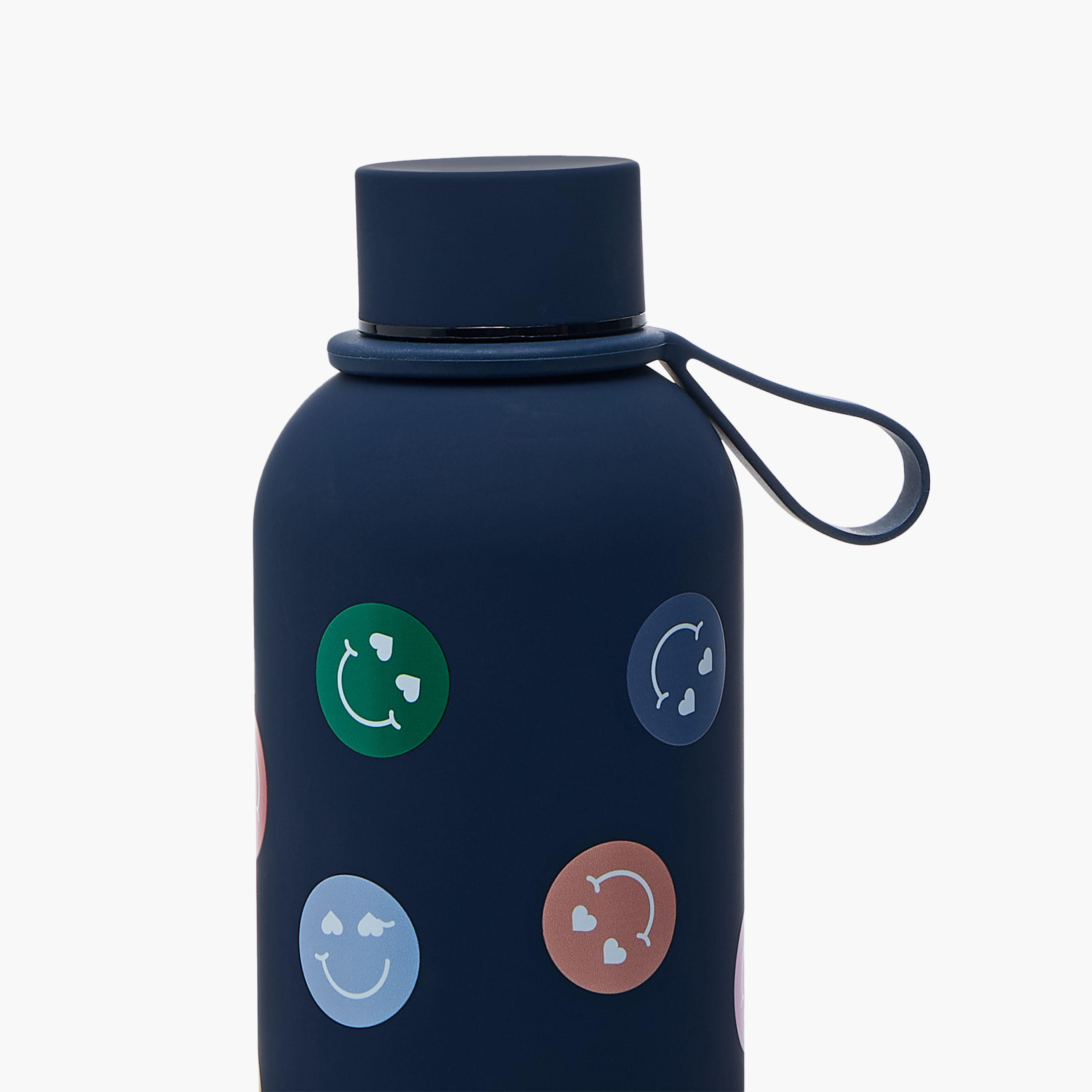 Keep Smiling Print Stainless Steel Double Wall Water Bottle with Handle - 500 ml-household-dining-drinkserveware-bottles-image-3