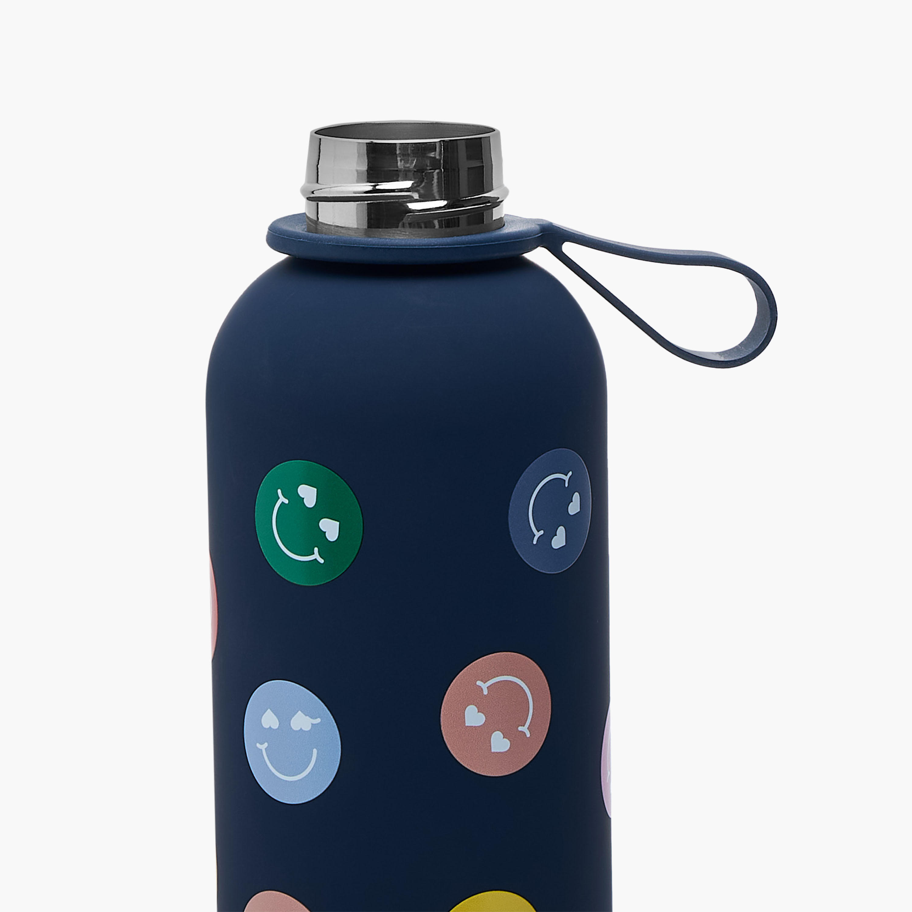 Keep Smiling Print Stainless Steel Double Wall Water Bottle with Handle - 500 ml-household-dining-drinkserveware-bottles-image-4