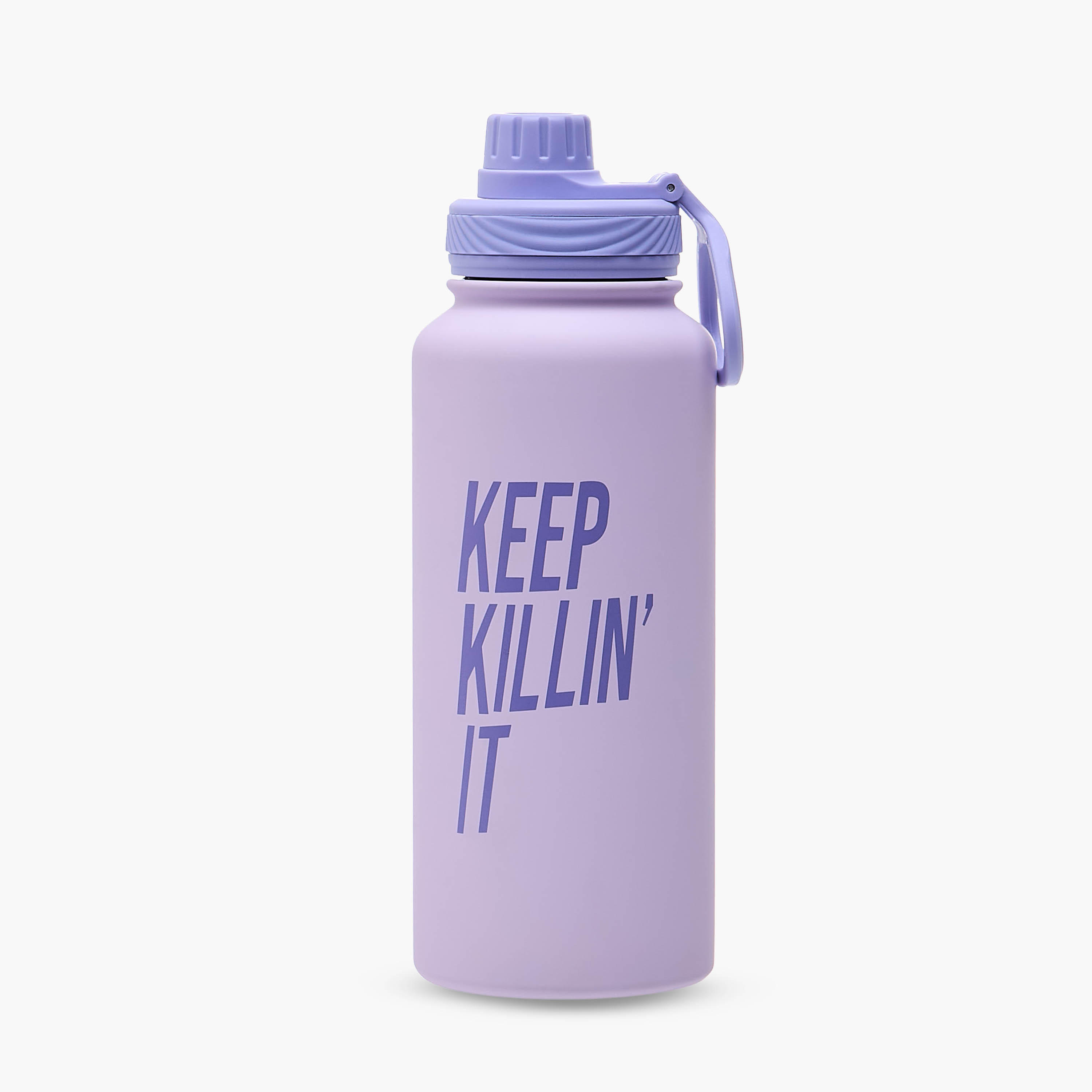 Slogan Print Stainless Steel Double Wall Water Bottle with Handle - 1 L-household-dining-drinkserveware-bottles-image-1