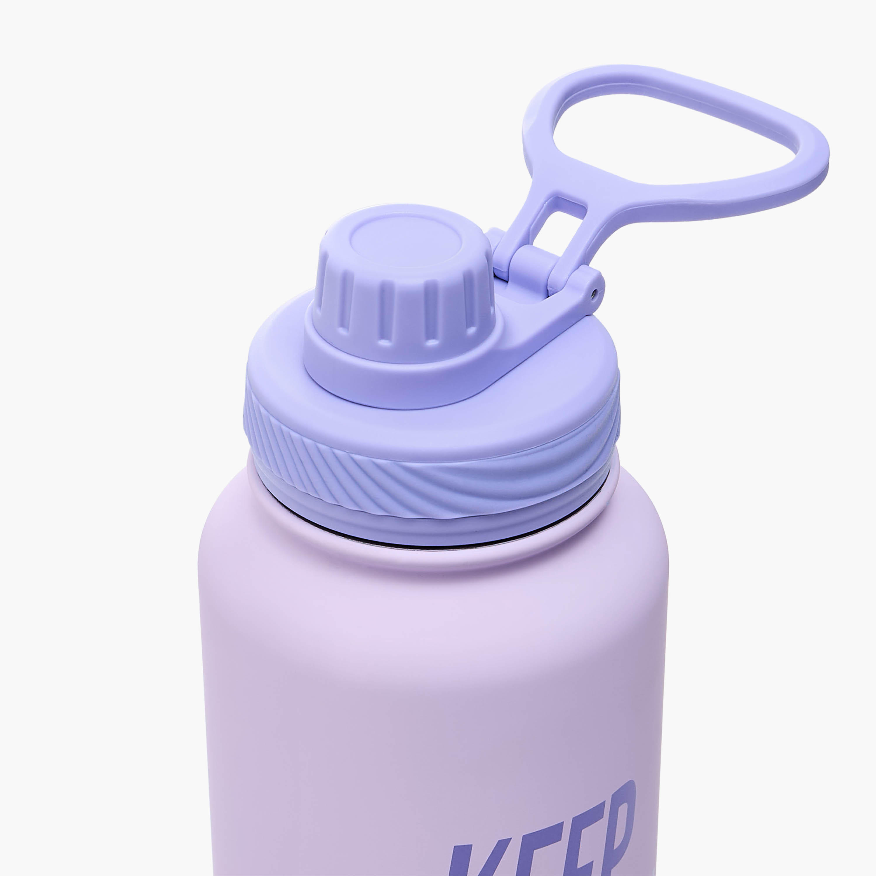 Slogan Print Stainless Steel Double Wall Water Bottle with Handle - 1 L-household-dining-drinkserveware-bottles-image-3