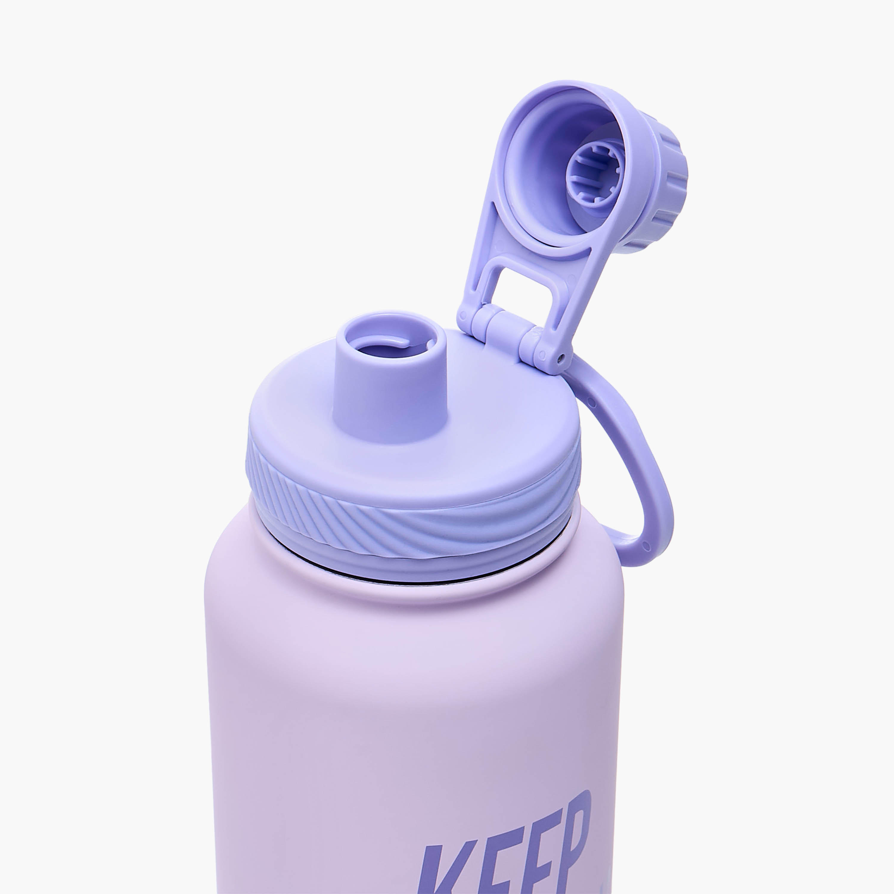 Slogan Print Stainless Steel Double Wall Water Bottle with Handle - 1 L-household-dining-drinkserveware-bottles-image-4