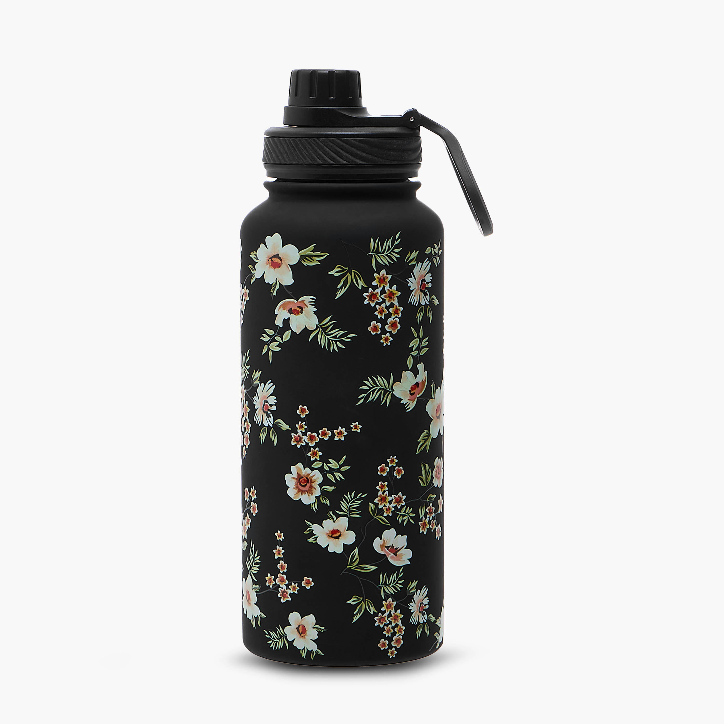 Floral Print Stainless Steel Water Bottle with Spout - 1 L-household-dining-drinkserveware-bottles-image-1