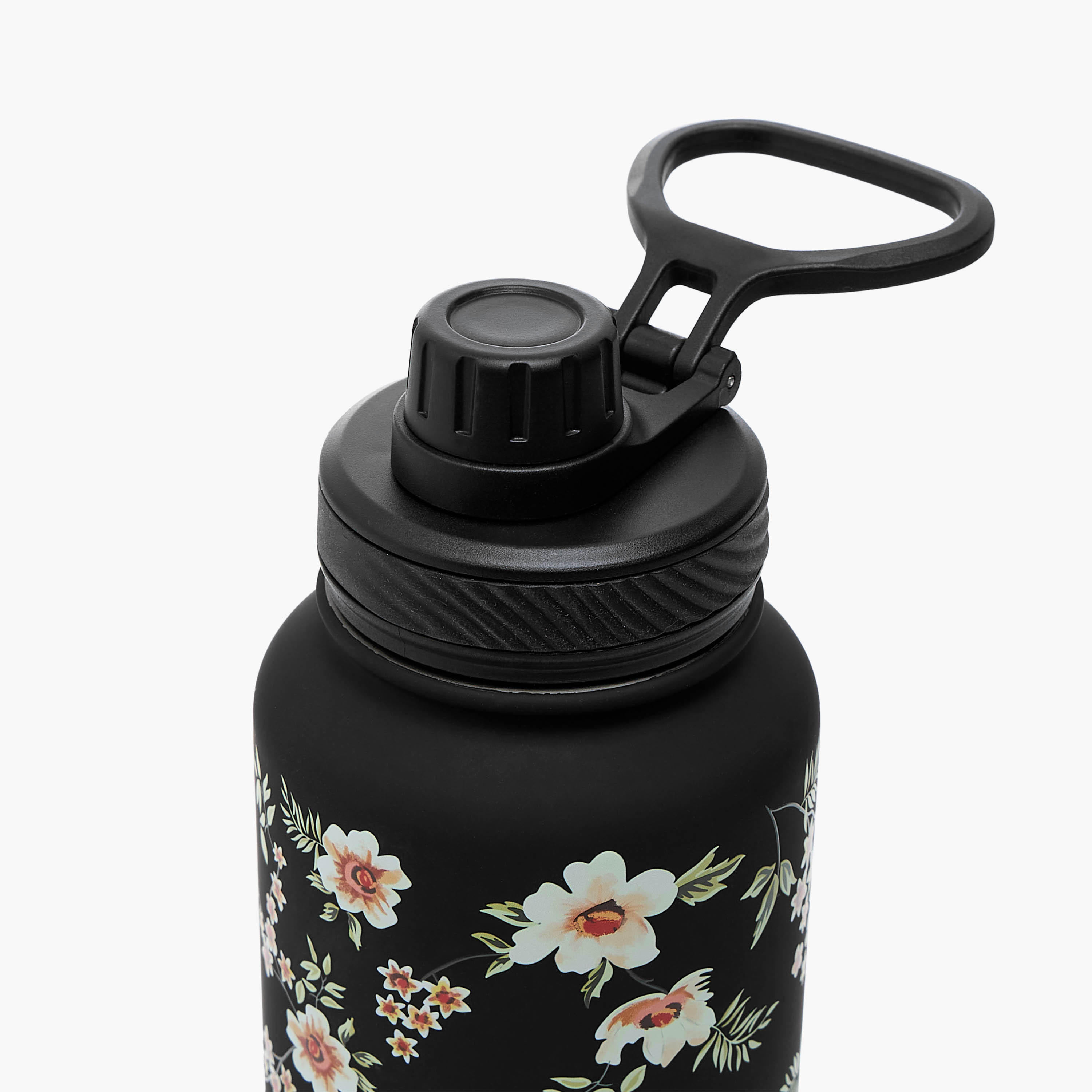 Floral Print Stainless Steel Water Bottle with Spout - 1 L-household-dining-drinkserveware-bottles-image-3