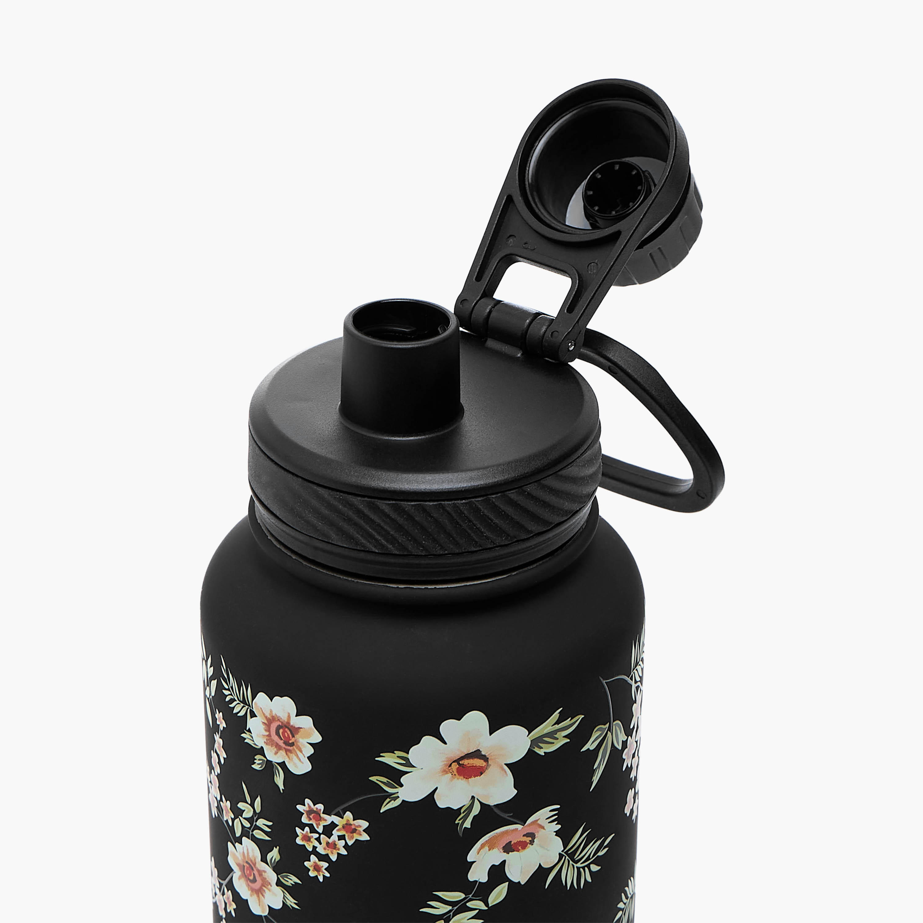 Floral Print Stainless Steel Water Bottle with Spout - 1 L-household-dining-drinkserveware-bottles-image-4